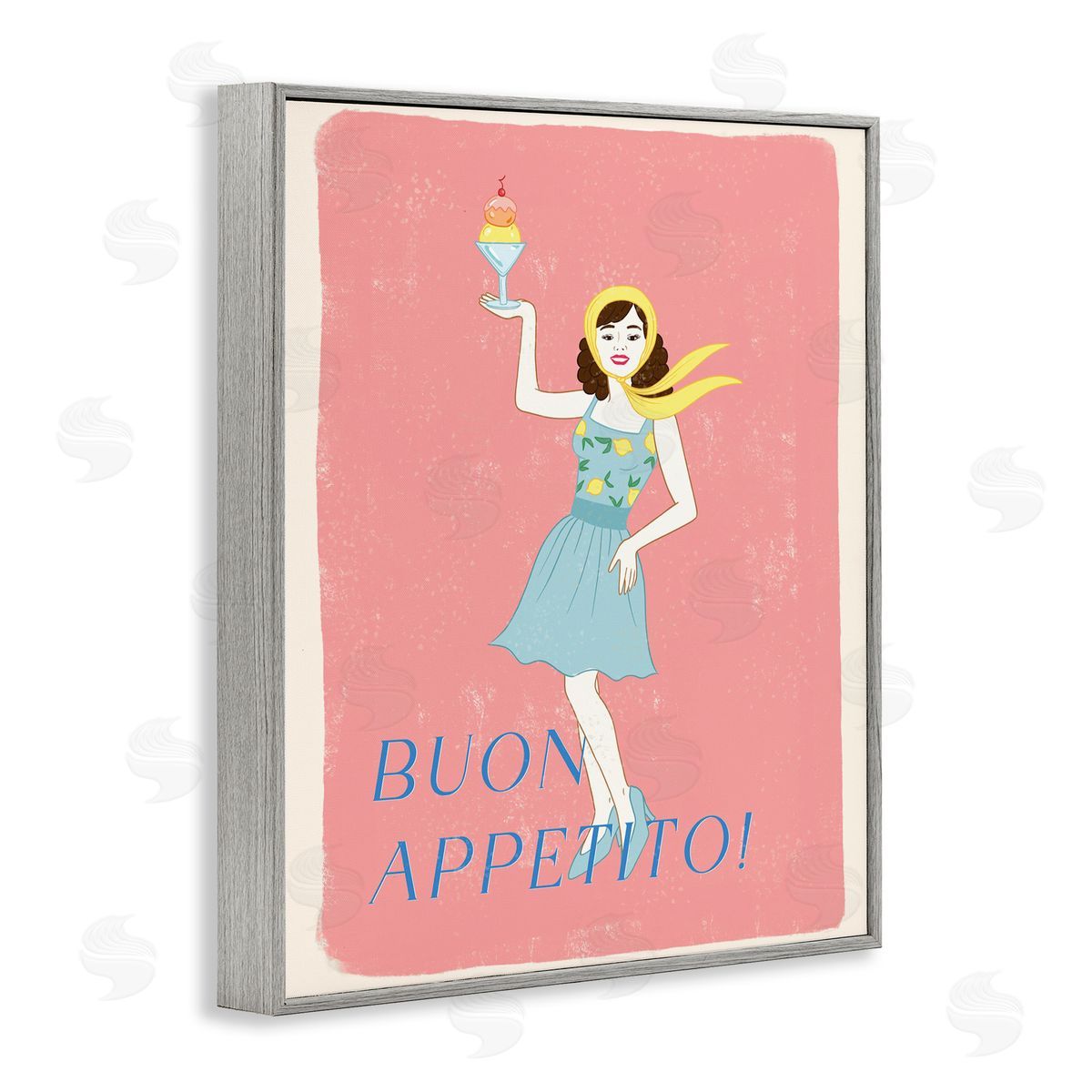 Rachel Nieman Buon Appetito Vintage Italian Poster Gray Framed Giclee Wall Art Print