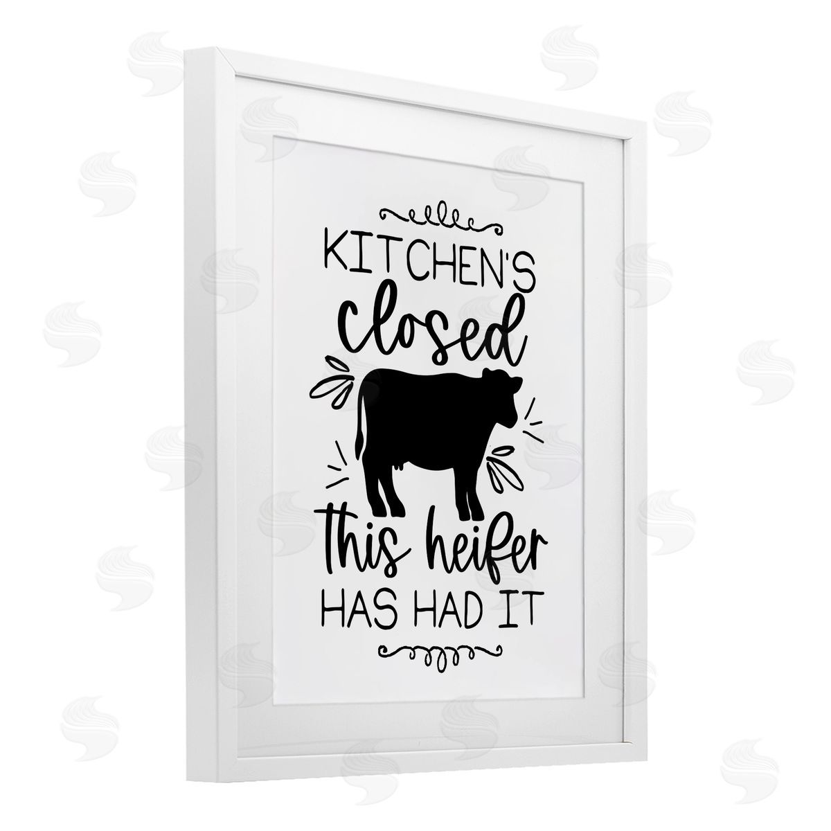 Lux + Me Designs Kitchen's Closed Heifer's Had It White Framed Print Under Glass with Mat Wall Art