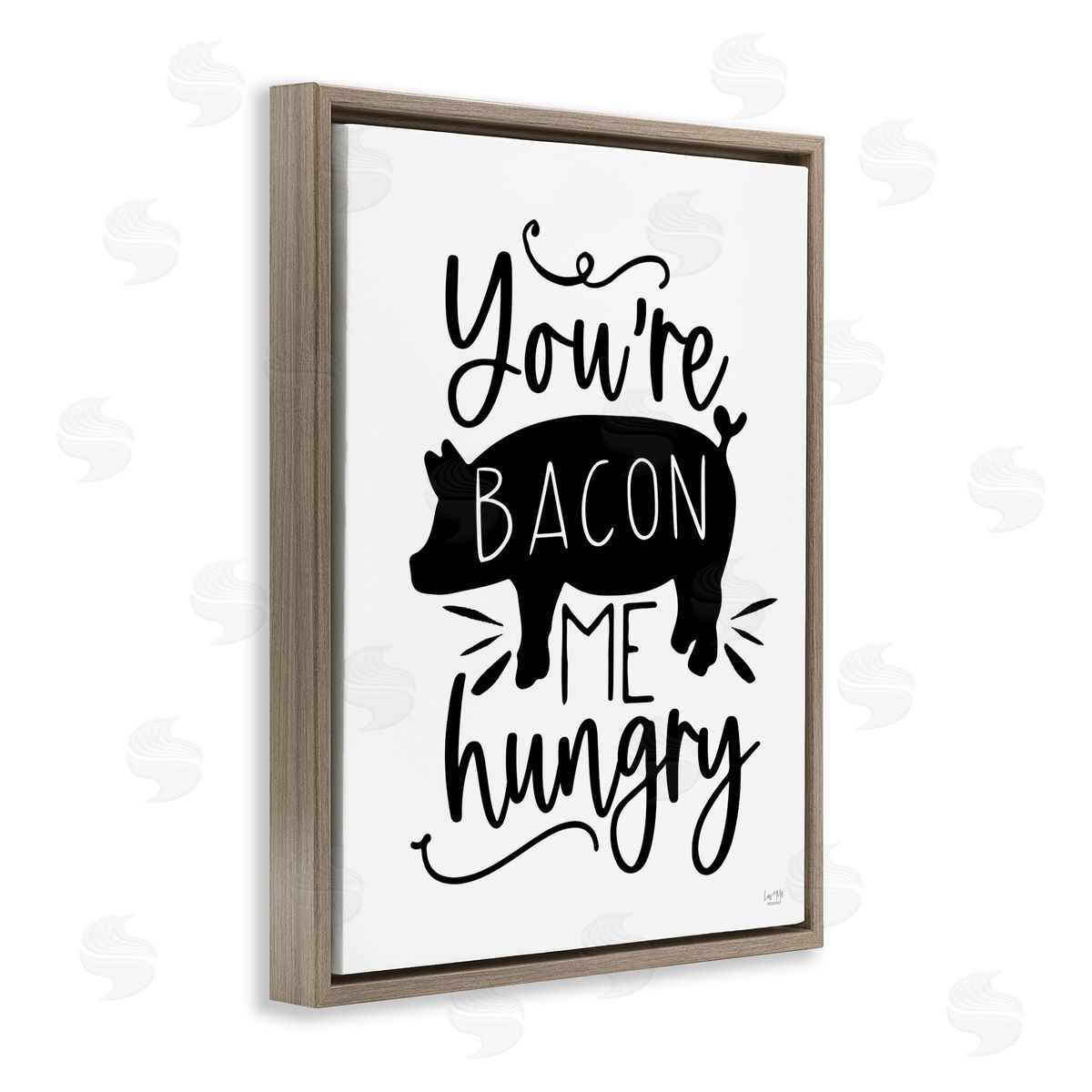 Lux + Me Designs You're Bacon Me Hungry Brown Floating Frame Canvas Wall Art Print