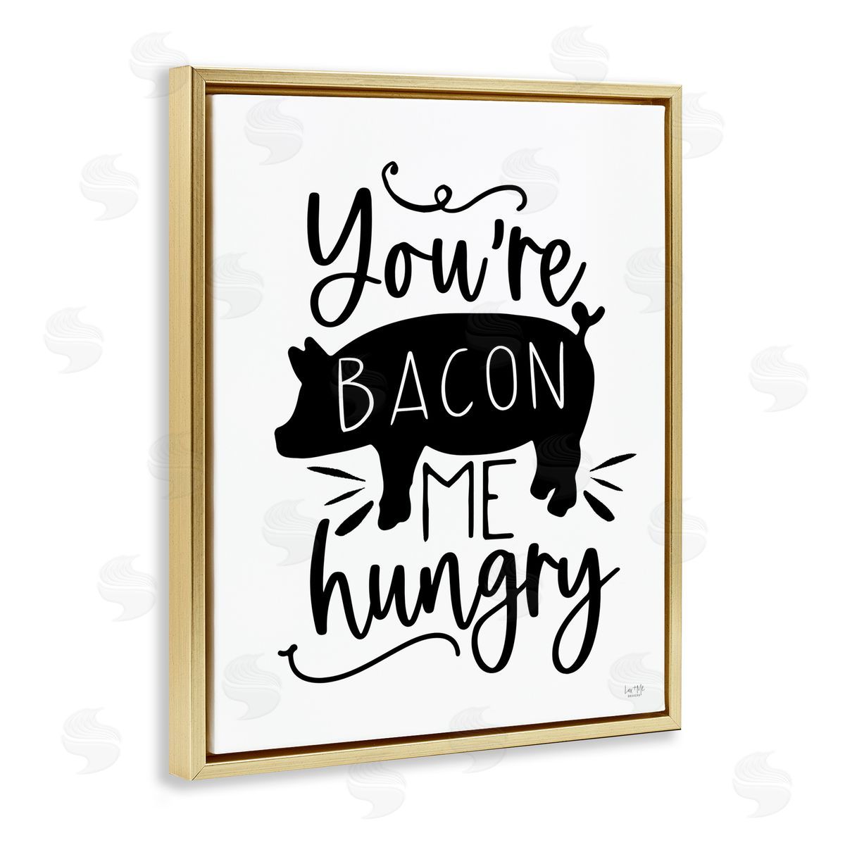 Lux + Me Designs You're Bacon Me Hungry Gold Floating Frame Canvas Wall Art Print