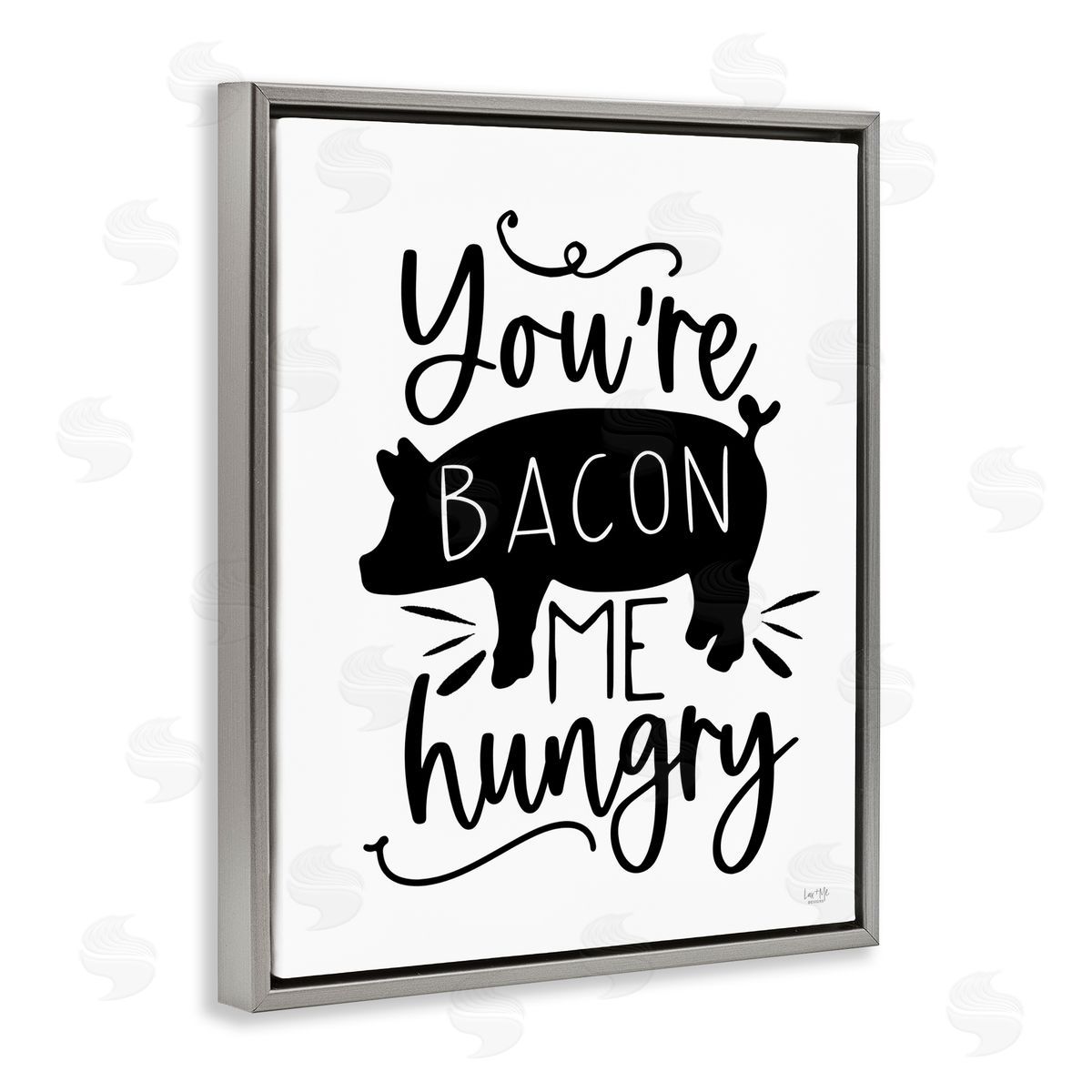Lux + Me Designs You're Bacon Me Hungry Gray Floating Frame Canvas Wall Art Print