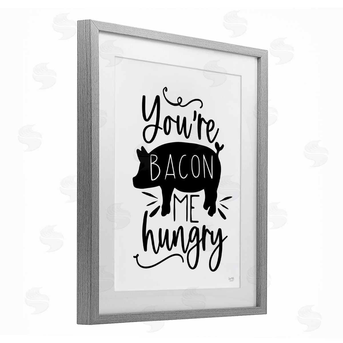 Lux + Me Designs You're Bacon Me Hungry Gray Framed Print Under Glass with White Mat Wall Art