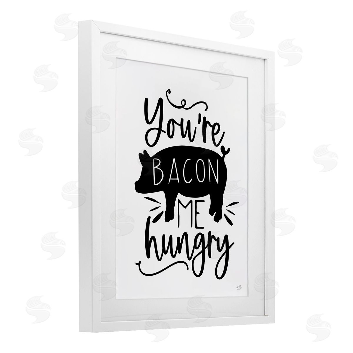 Lux + Me Designs You're Bacon Me Hungry White Framed Print Under Glass with Mat Wall Art