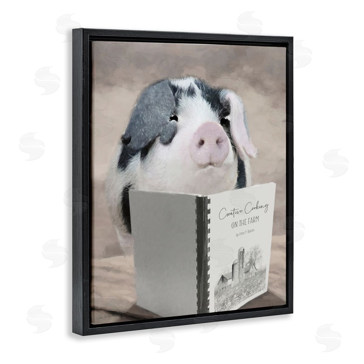 Lori Deiter Creative Cooking Pig Black Floating Frame Canvas Wall Art Print