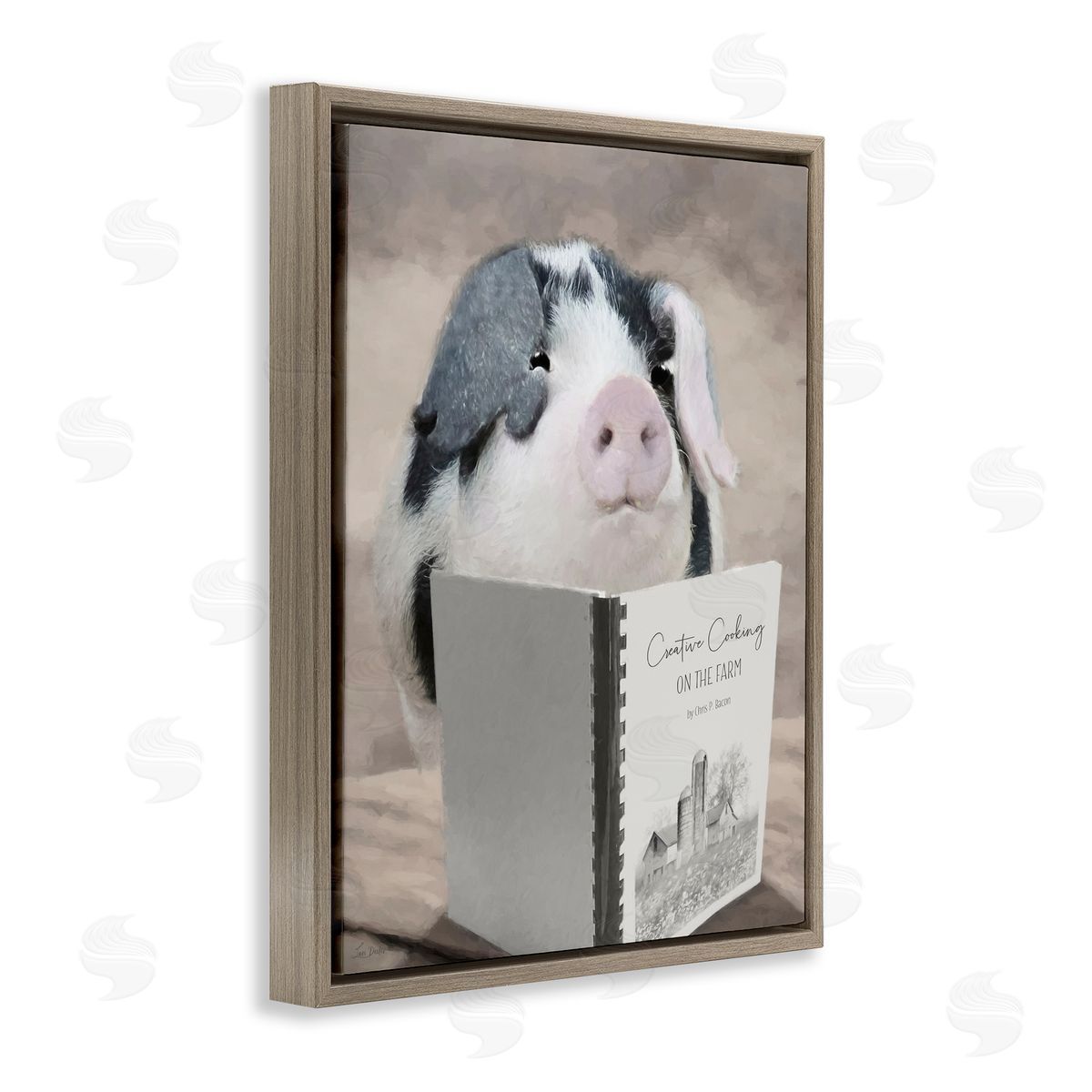 Lori Deiter Creative Cooking Pig Brown Floating Frame Canvas Wall Art Print