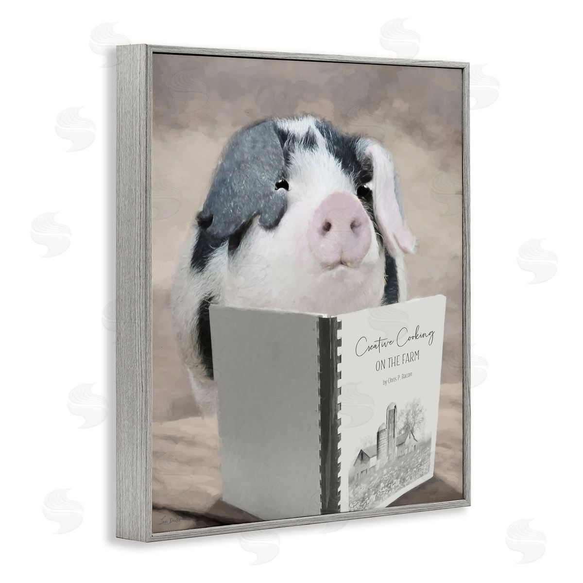 Lori Deiter Creative Cooking Pig Gray Framed Giclee Wall Art Print