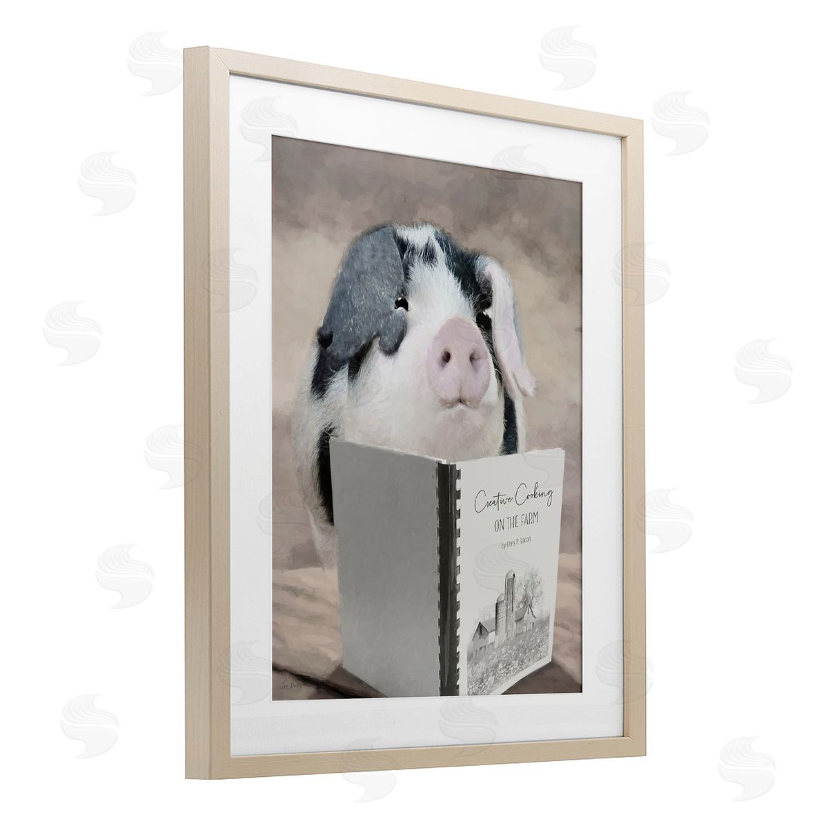 Lori Deiter Creative Cooking Pig Birch Framed Print Under Glass with White Mat Wall Art
