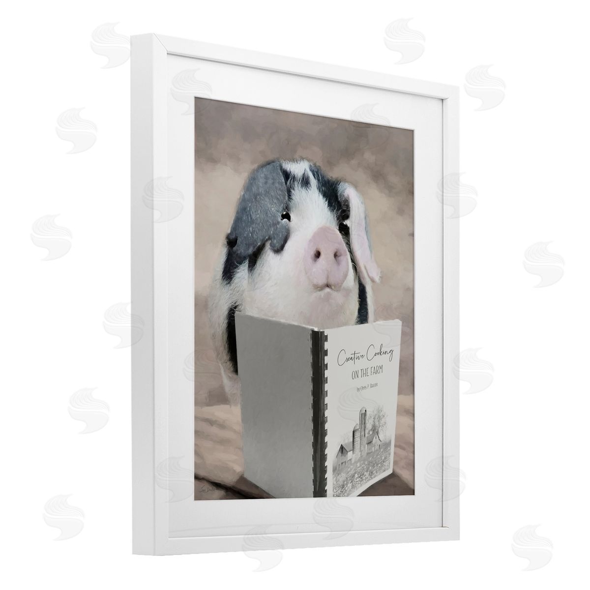 Lori Deiter Creative Cooking Pig White Framed Print Under Glass with Mat Wall Art