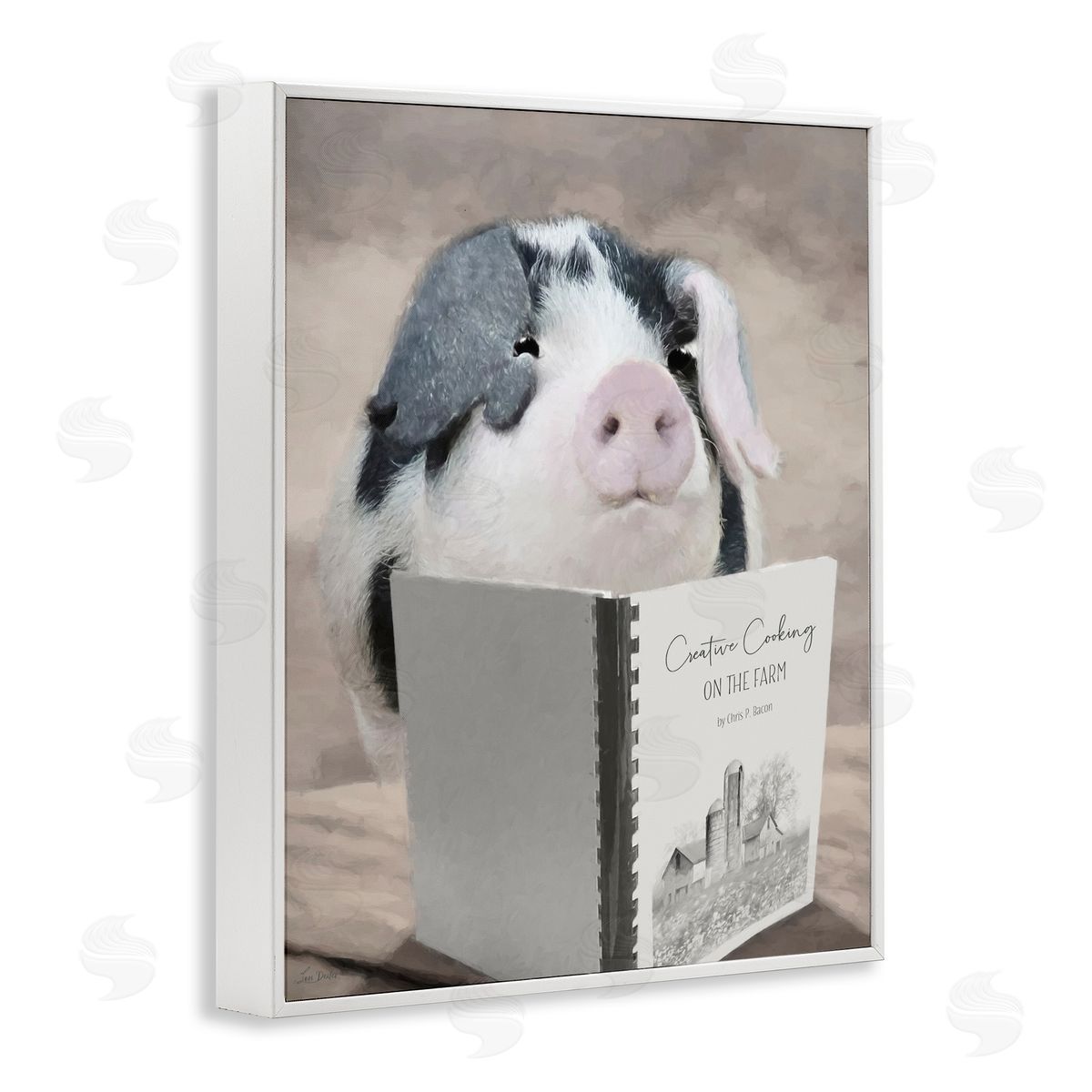 Lori Deiter Creative Cooking Pig White Framed Giclee Wall Art Print