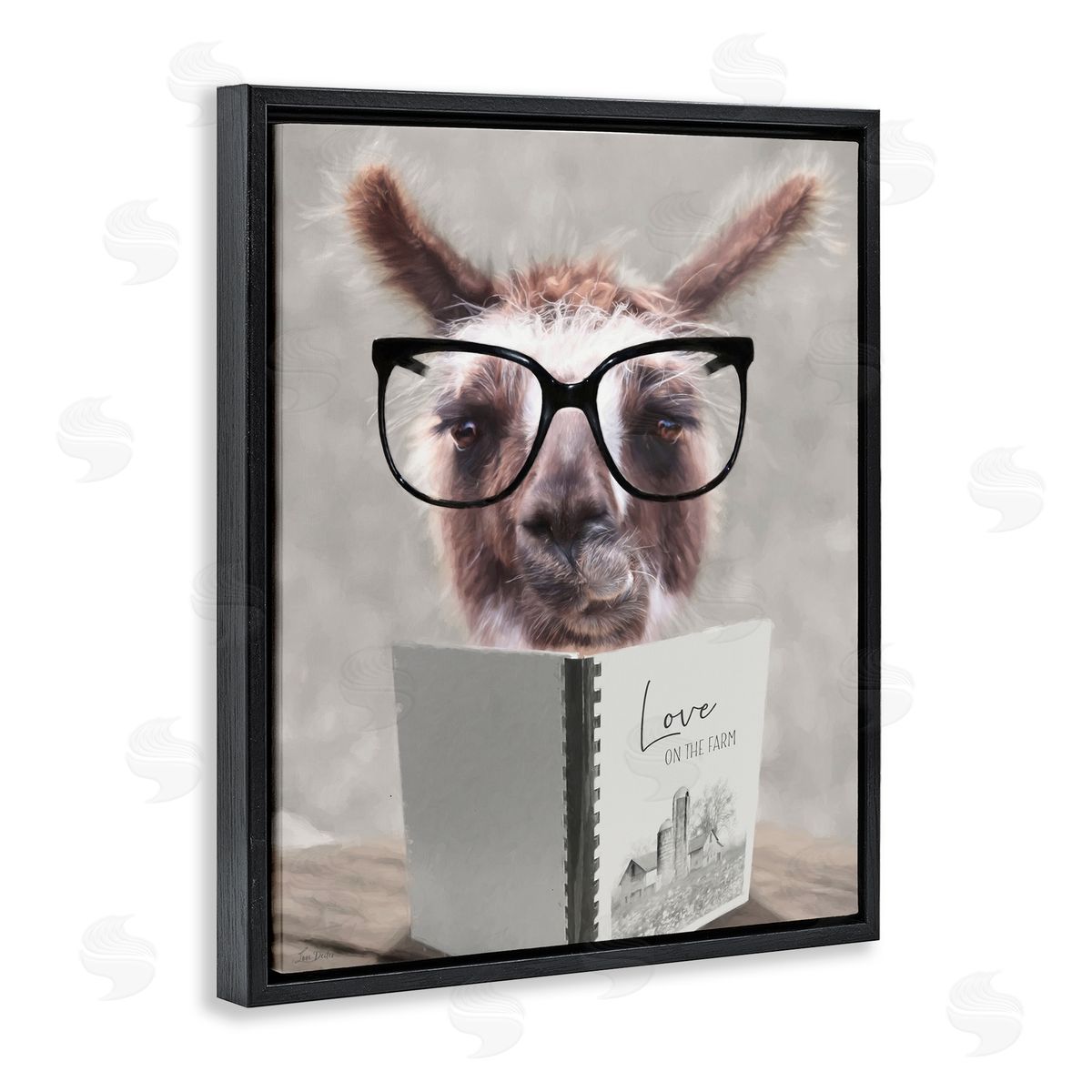 Lori Deiter Love on the Farm Llama Black Floating Frame Canvas Wall Art Print