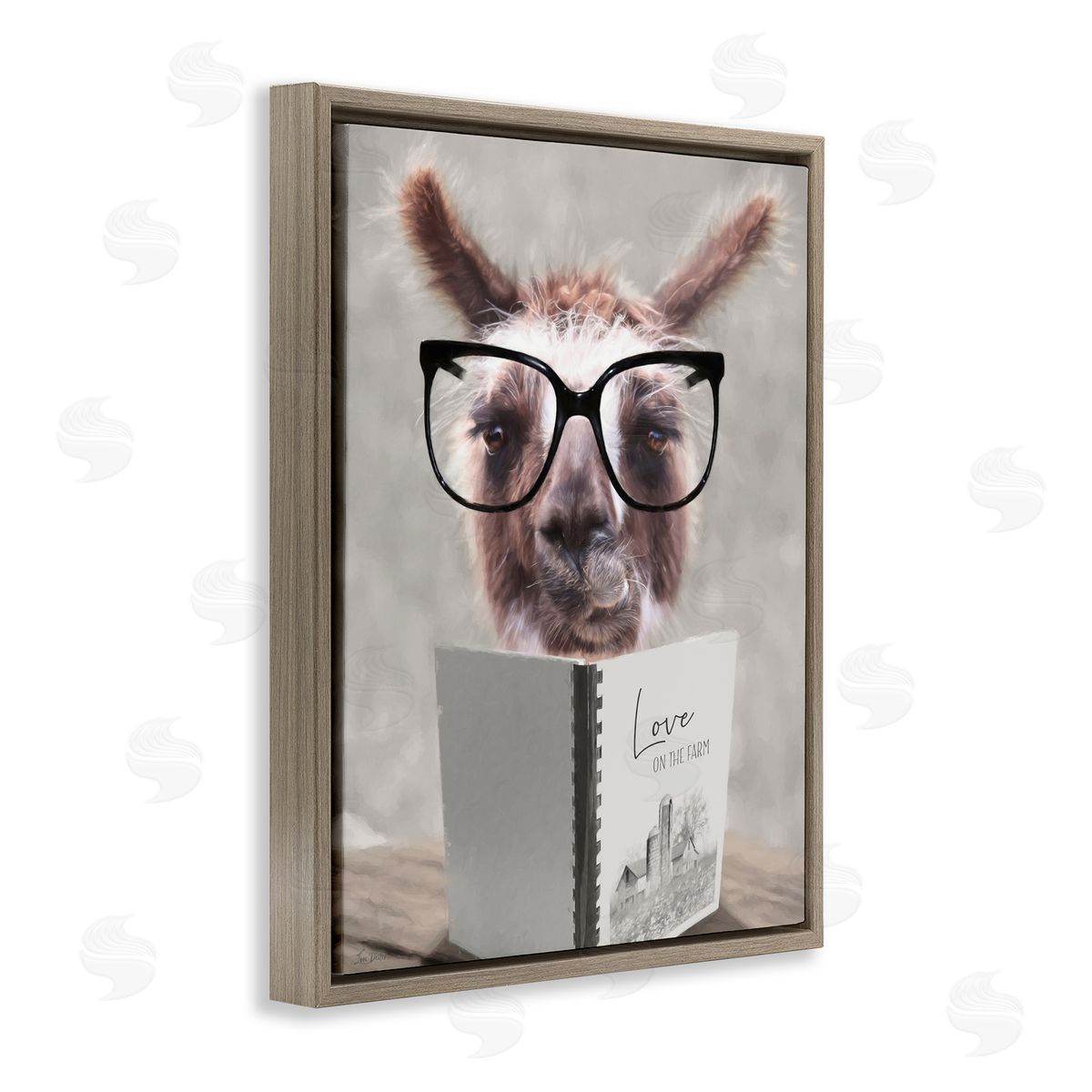 Lori Deiter Love on the Farm Llama Brown Floating Frame Canvas Wall Art Print