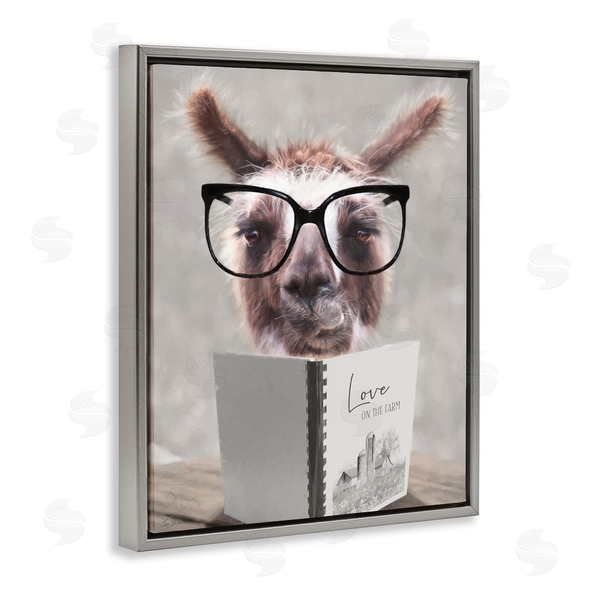 Lori Deiter Love on the Farm Llama Gray Floating Frame Canvas Wall Art Print