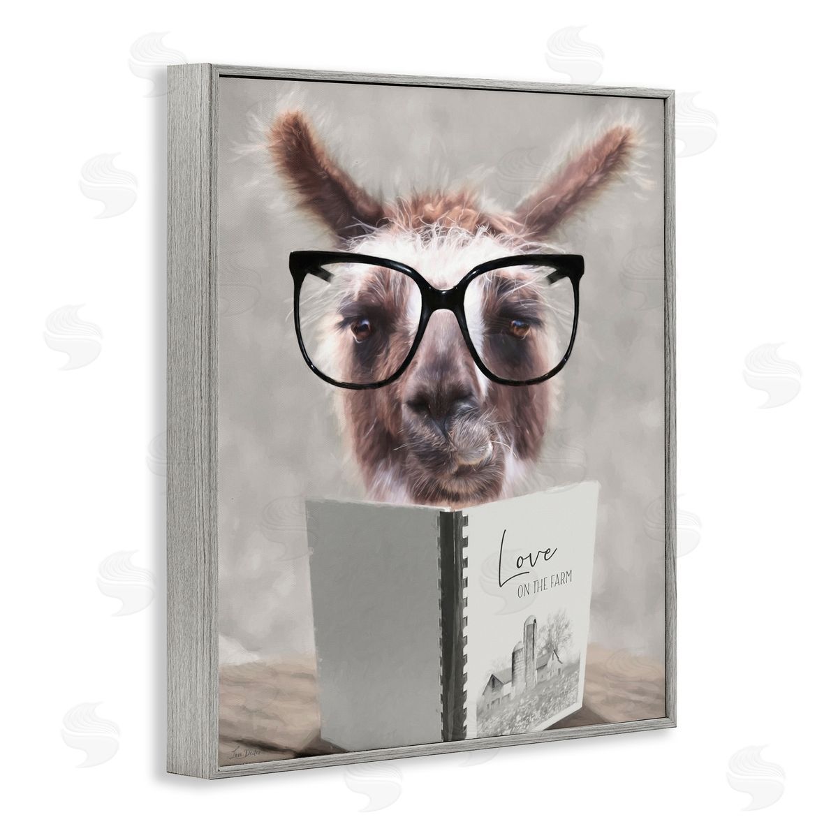 Lori Deiter Love on the Farm Llama Gray Framed Giclee Wall Art Print