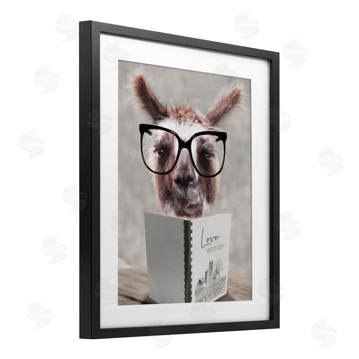 Lori Deiter Love on the Farm Llama Black Framed Print Under Glass with White Mat Wall Art