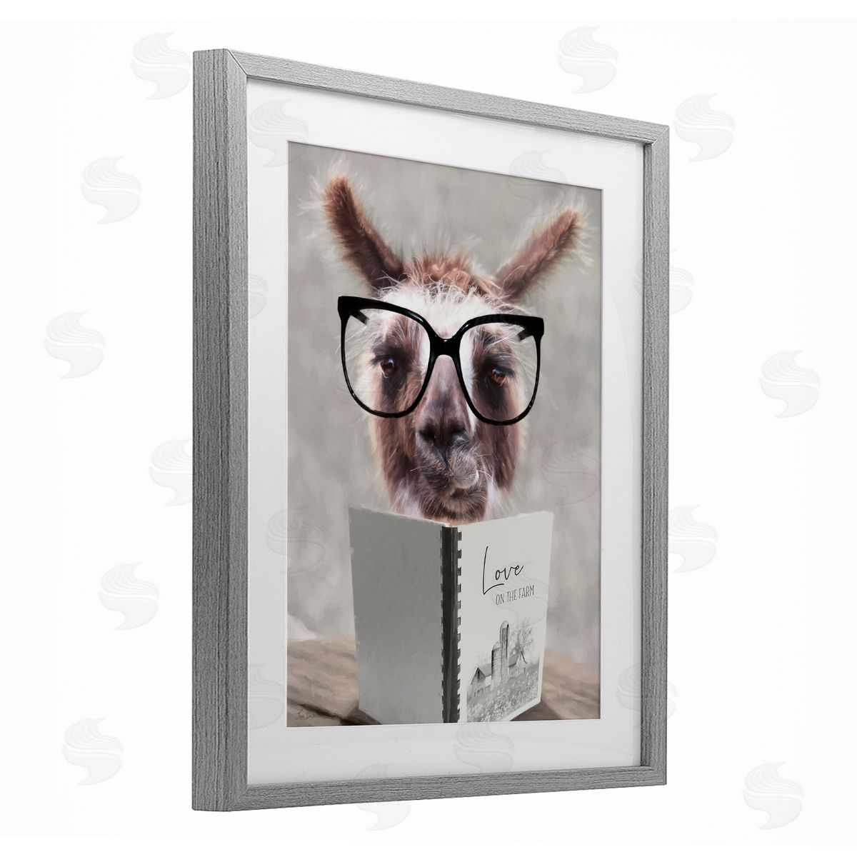 Lori Deiter Love on the Farm Llama Gray Framed Print Under Glass with White Mat Wall Art