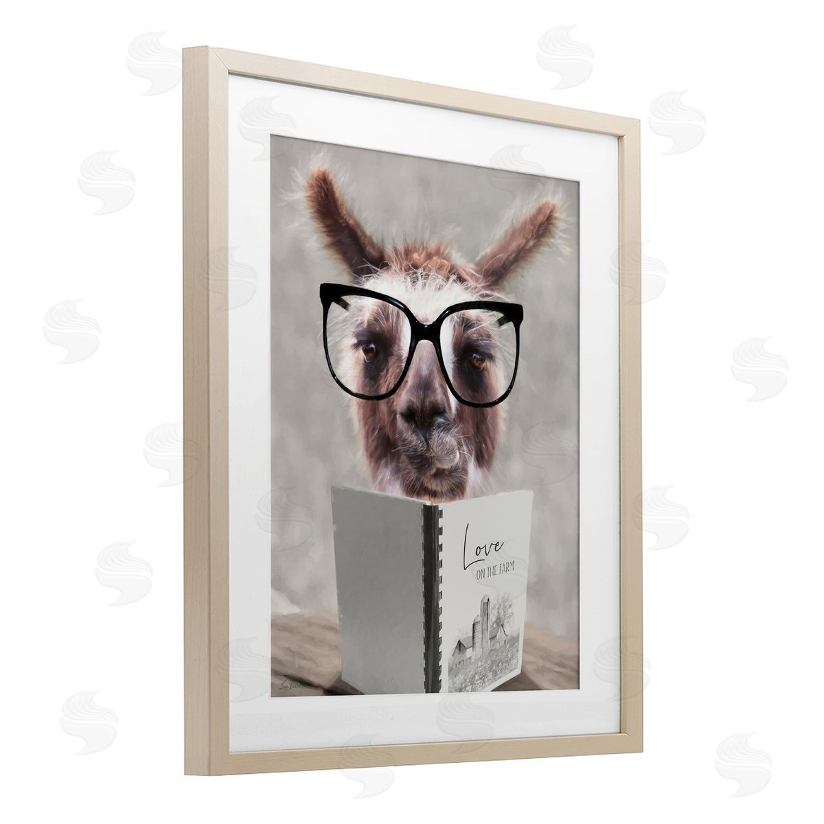 Lori Deiter Love on the Farm Llama Birch Framed Print Under Glass with White Mat Wall Art