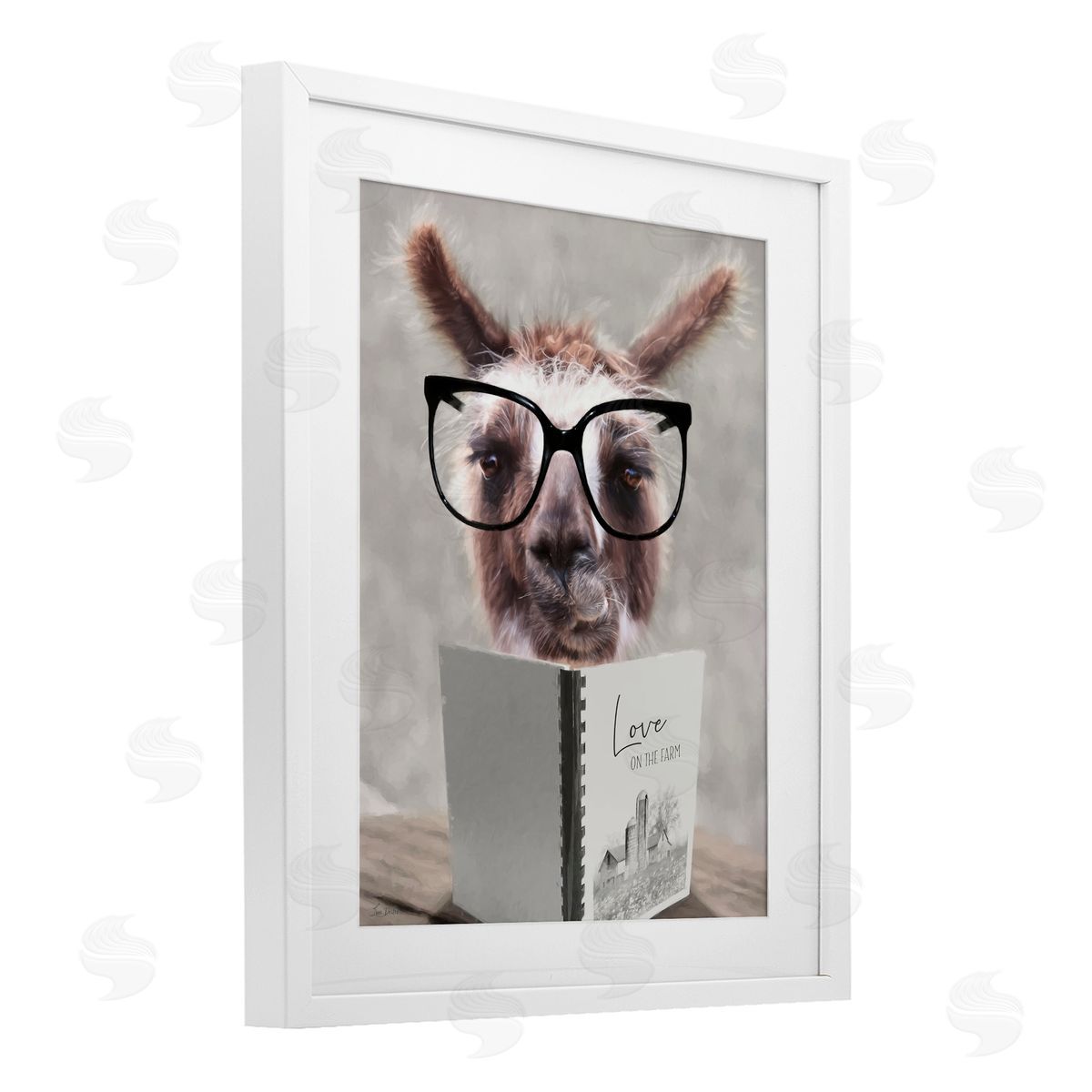 Lori Deiter Love on the Farm Llama White Framed Print Under Glass with Mat Wall Art