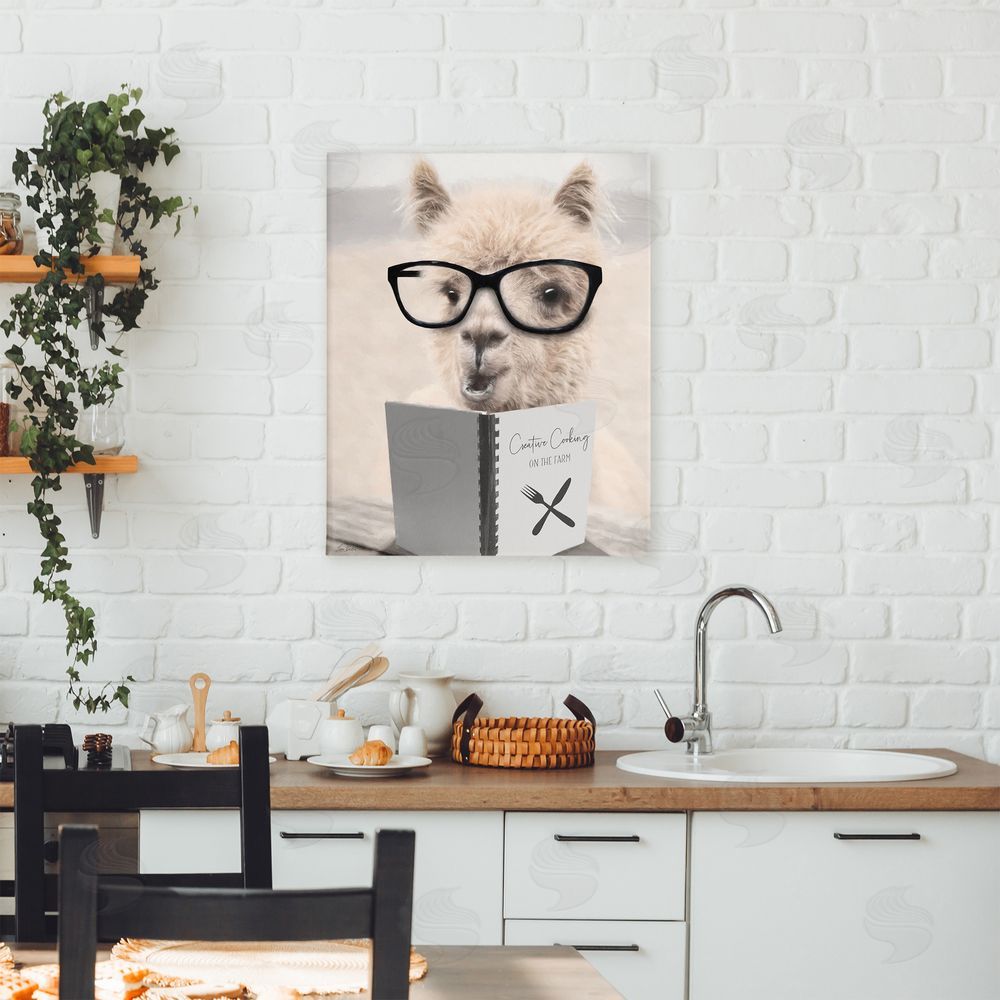 Lori Deiter Cooking Alpaca with Glasses Canvas Art on Wall