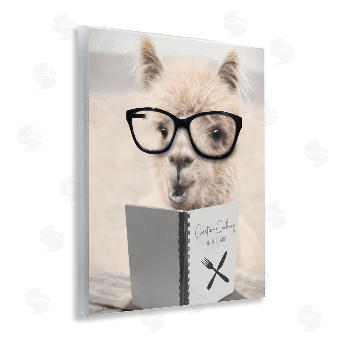 Lori Deiter Cooking Alpaca with Glasses Wall Plaque Art Print
