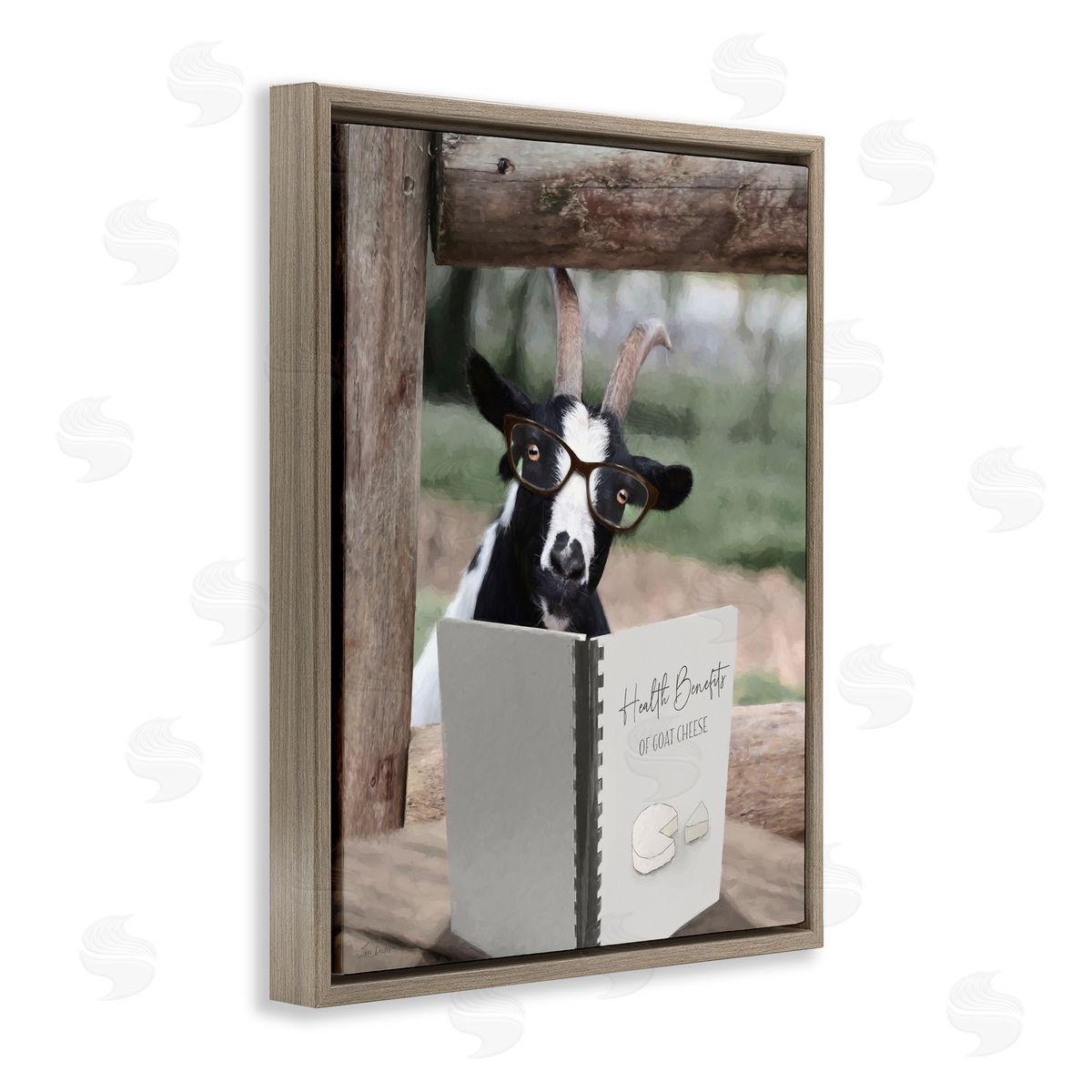 Lori Deiter Health Benefits of Goat Cheese Brown Floating Frame Canvas Wall Art Print
