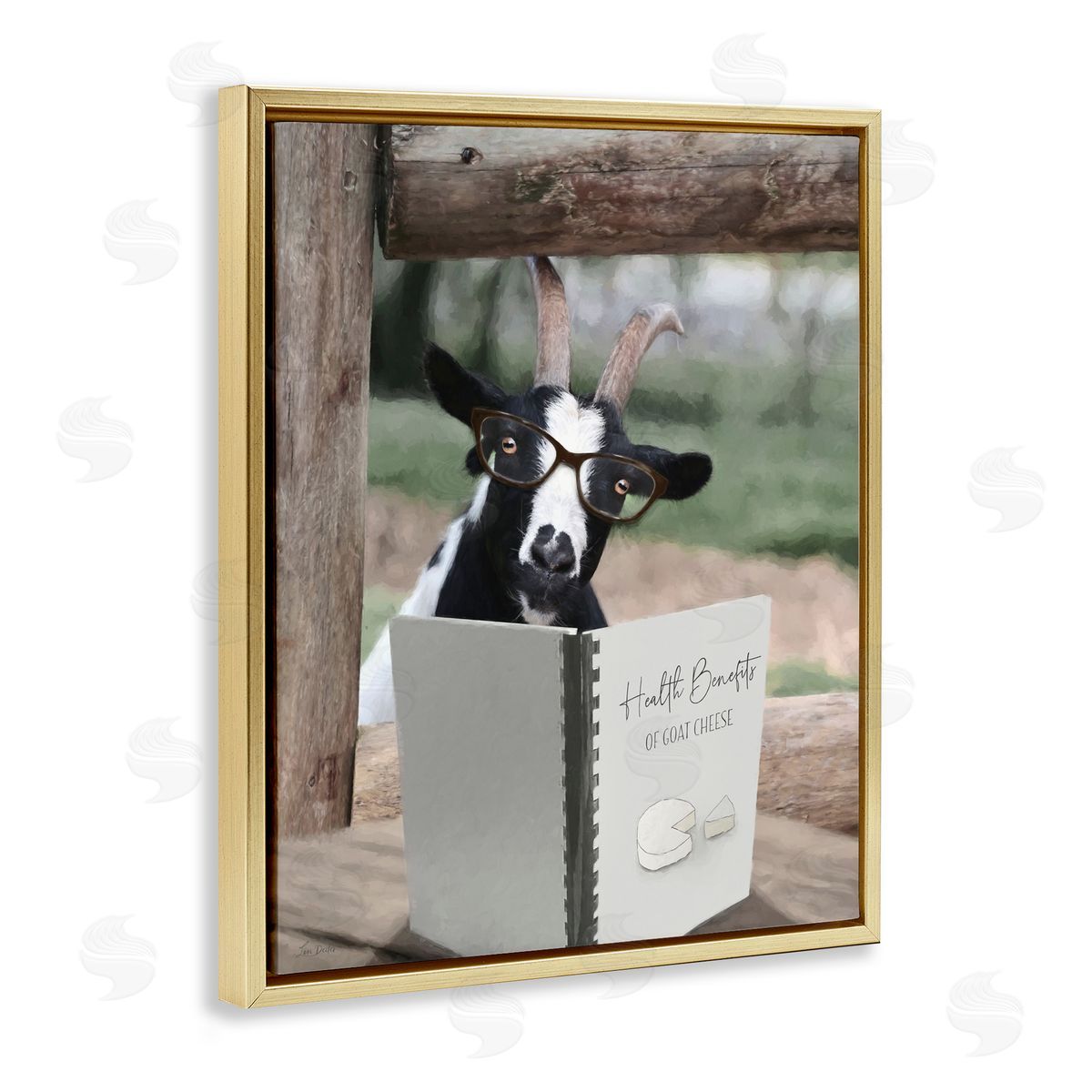 Lori Deiter Health Benefits of Goat Cheese Gold Floating Frame Canvas Wall Art Print