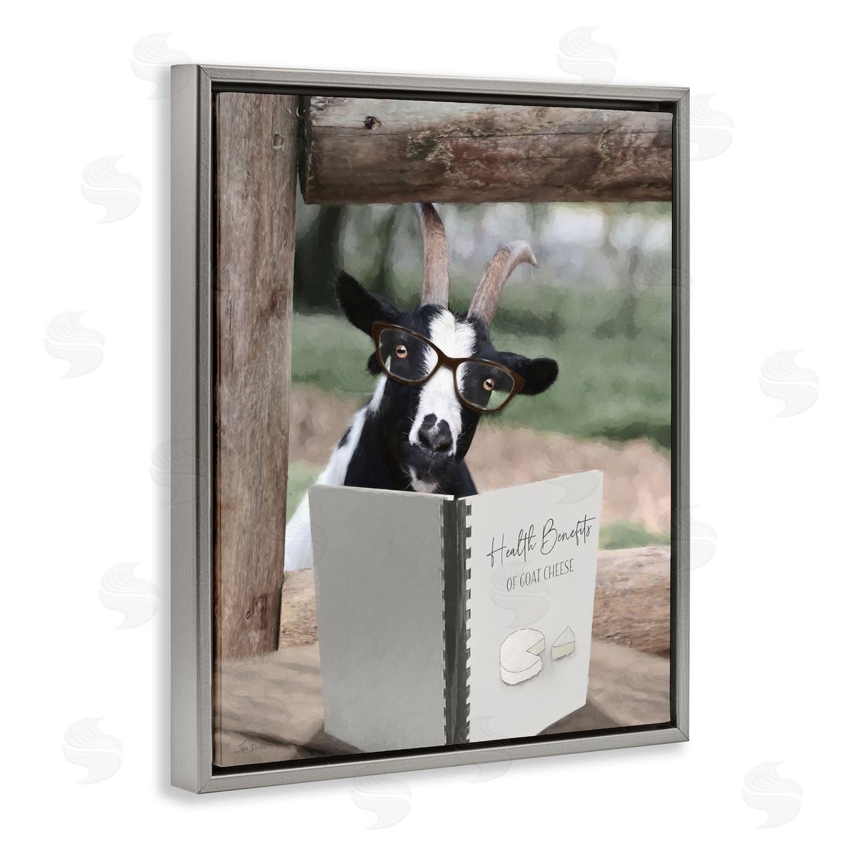 Lori Deiter Health Benefits of Goat Cheese Gray Floating Frame Canvas Wall Art Print