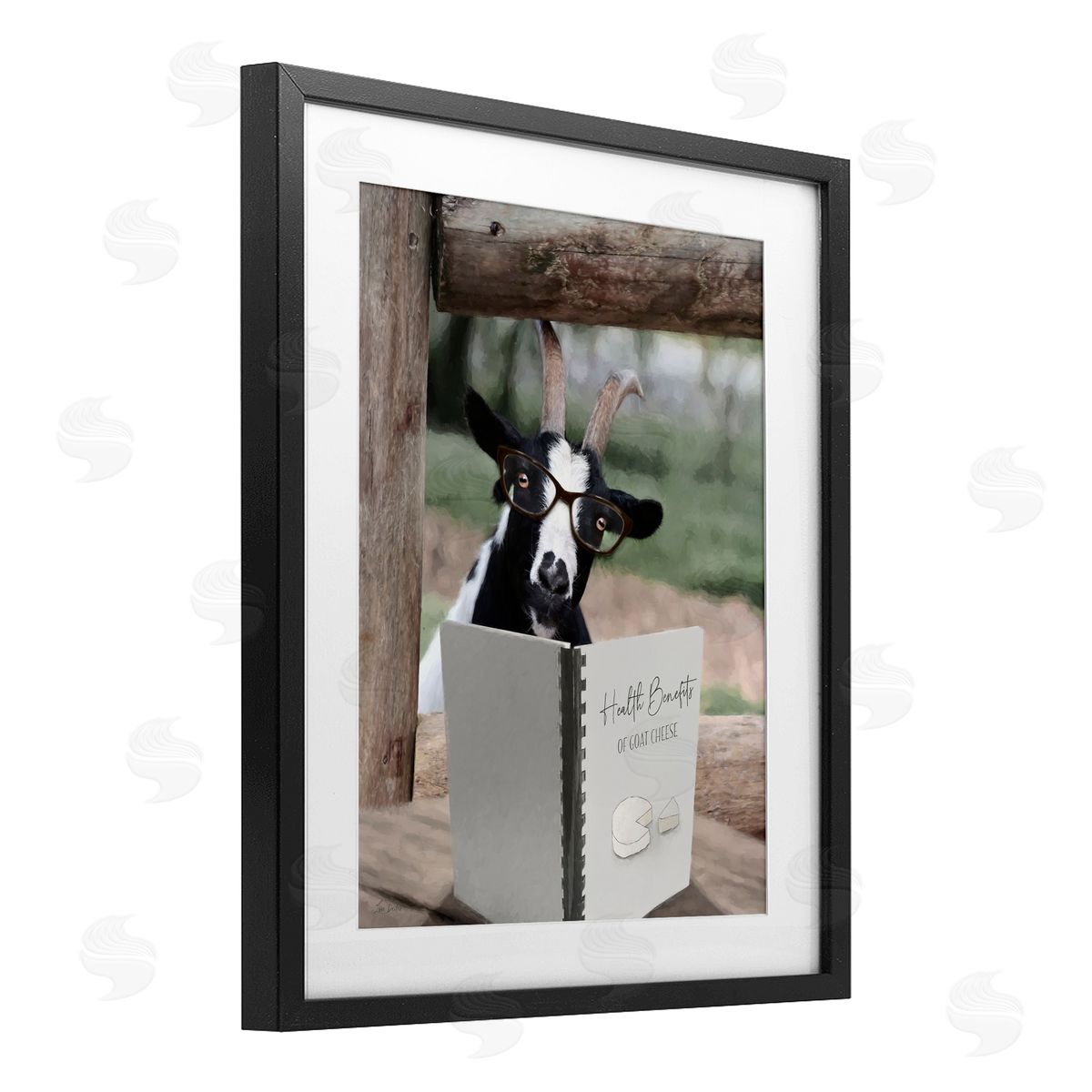 Lori Deiter Health Benefits of Goat Cheese Black Framed Print Under Glass with White Mat Wall Art