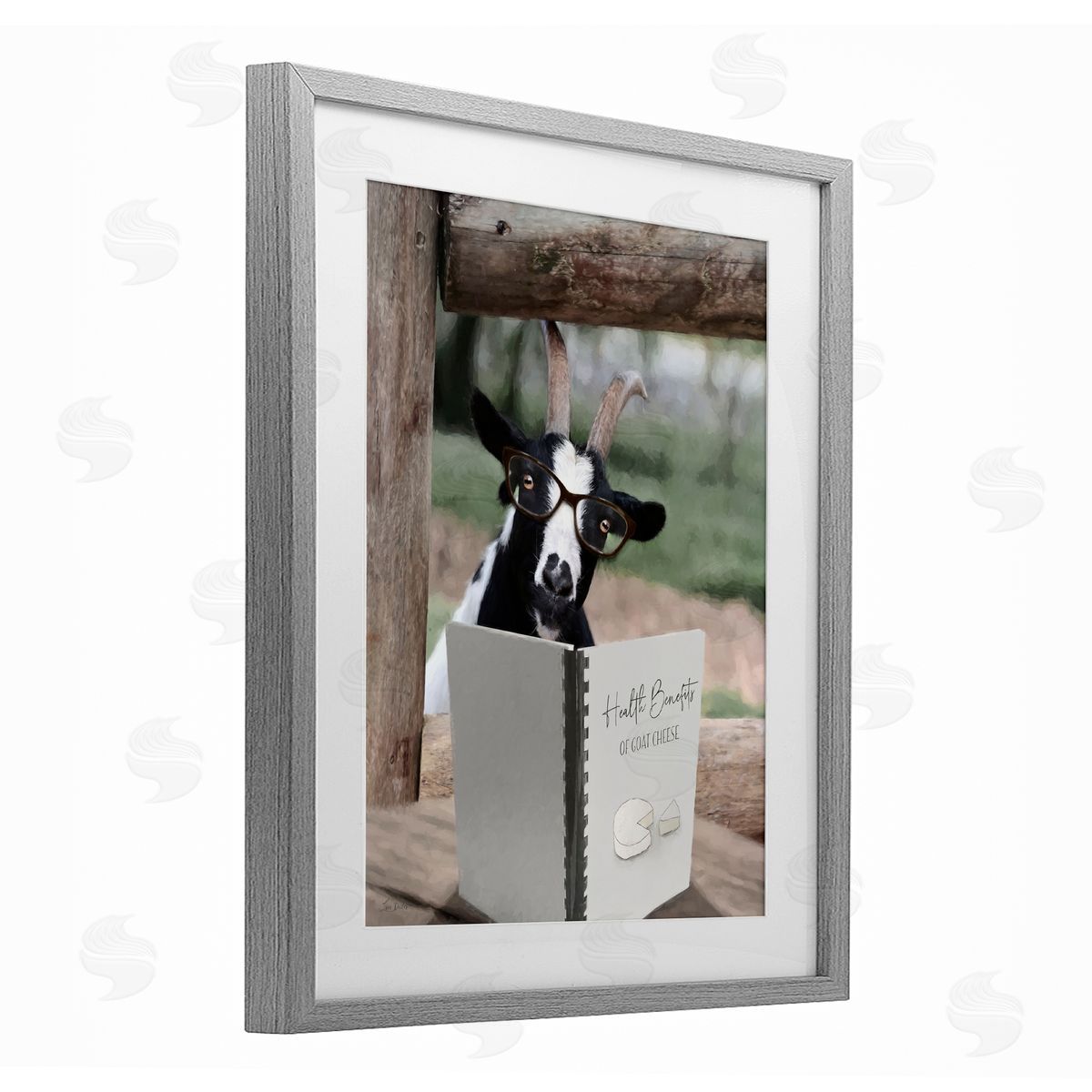 Lori Deiter Health Benefits of Goat Cheese Gray Framed Print Under Glass with White Mat Wall Art