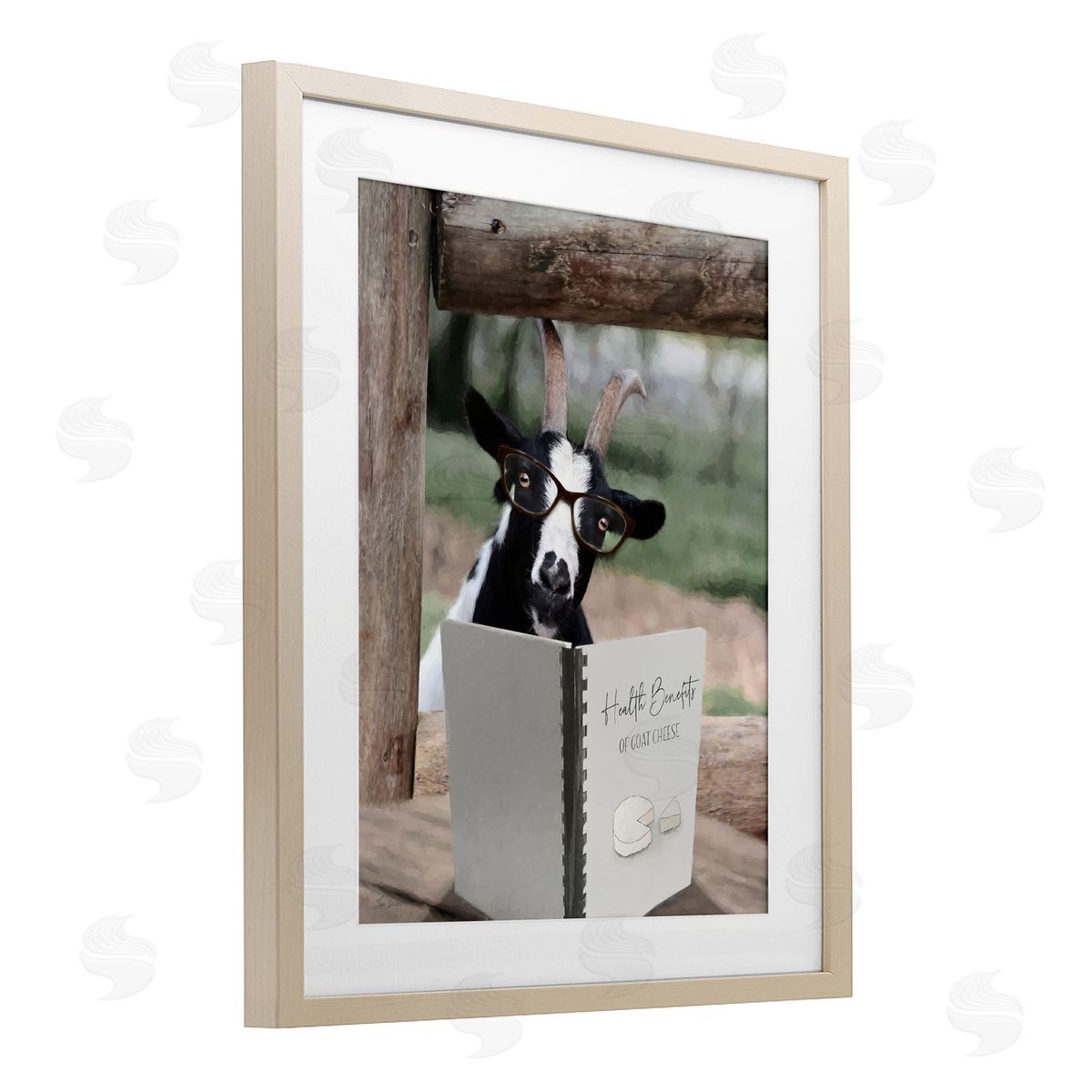 Lori Deiter Health Benefits of Goat Cheese Birch Framed Print Under Glass with White Mat Wall Art
