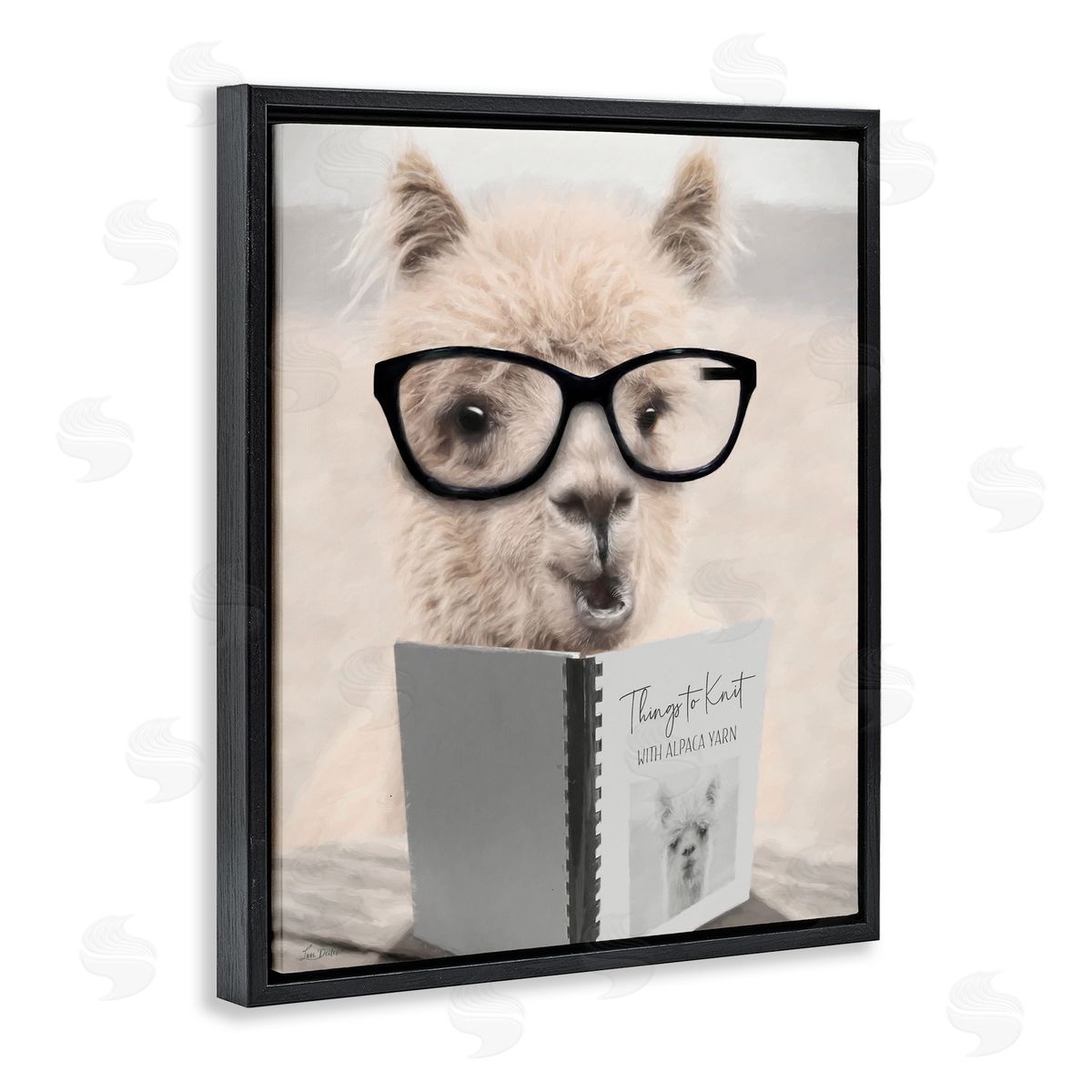 Lori Deiter Things to Knit Alpaca Black Floating Frame Canvas Wall Art Print