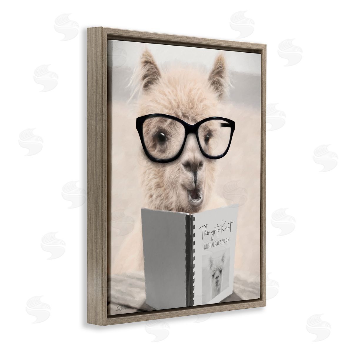 Lori Deiter Things to Knit Alpaca Brown Floating Frame Canvas Wall Art Print