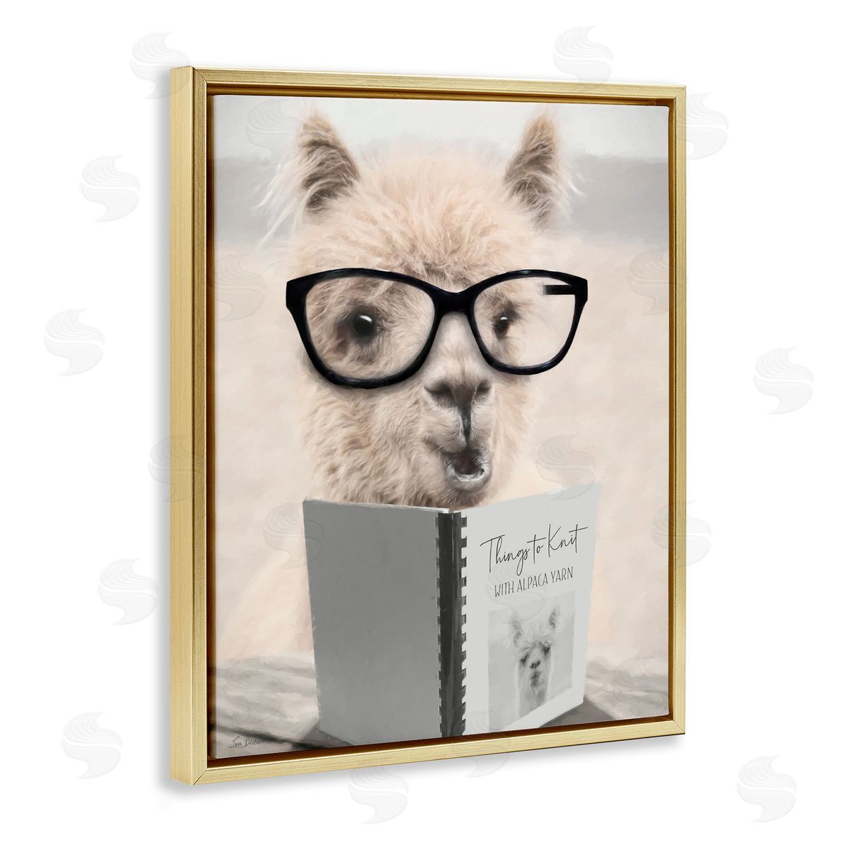 Lori Deiter Things to Knit Alpaca Gold Floating Frame Canvas Wall Art Print