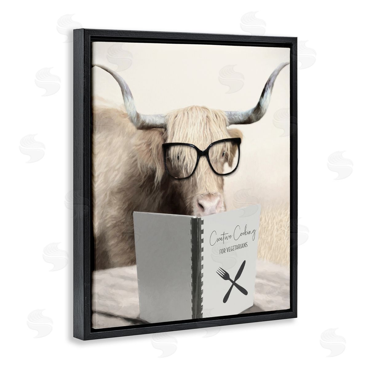 Lori Deiter Creative Cooking Funny Cattle Black Floating Frame Canvas Wall Art Print