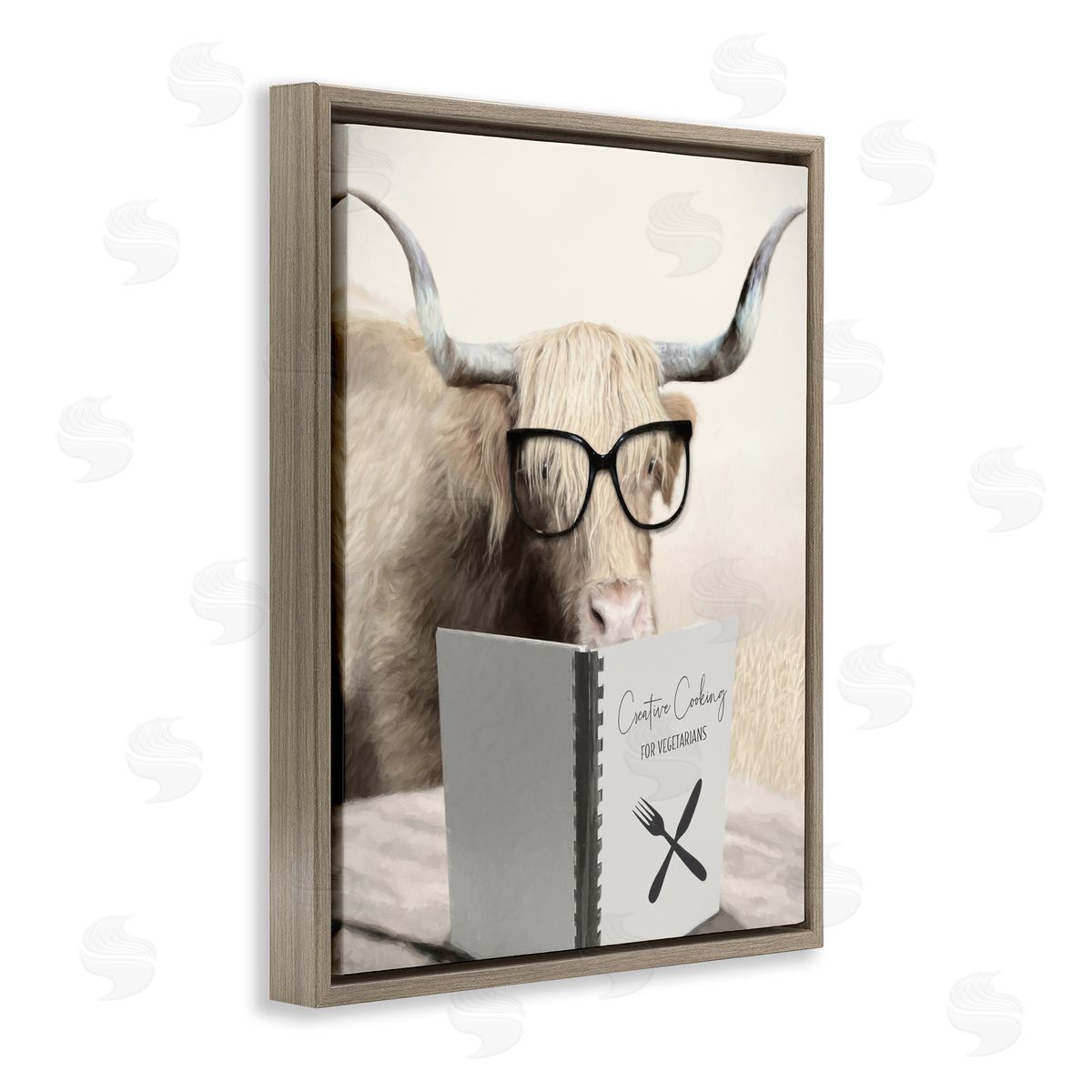 Lori Deiter Creative Cooking Funny Cattle Brown Floating Frame Canvas Wall Art Print