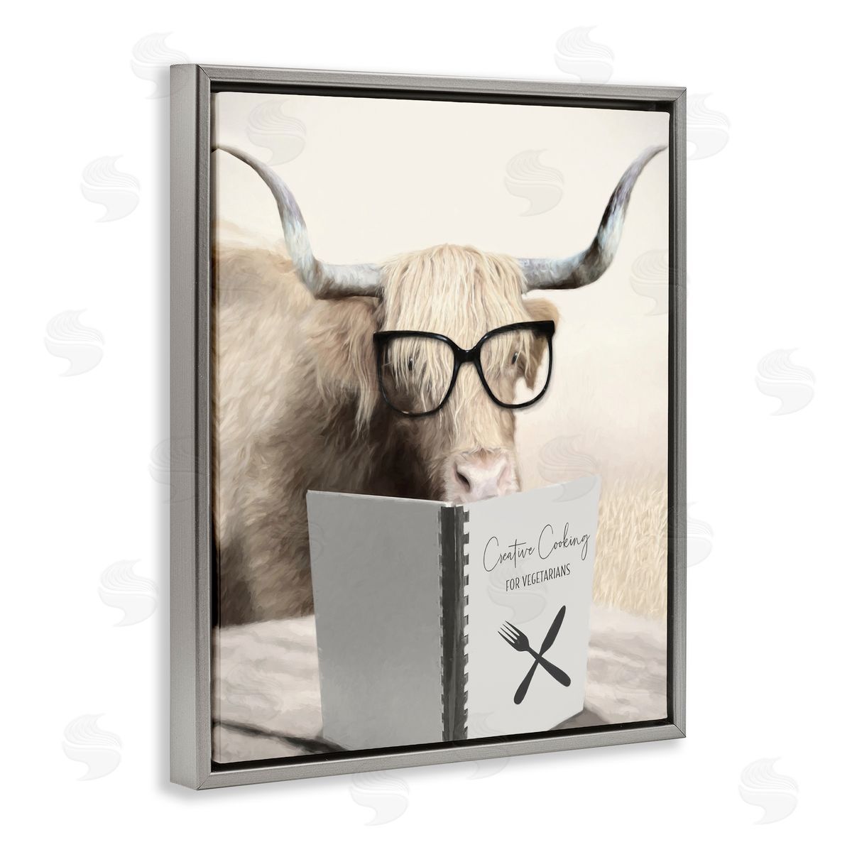 Lori Deiter Creative Cooking Funny Cattle Gray Floating Frame Canvas Wall Art Print
