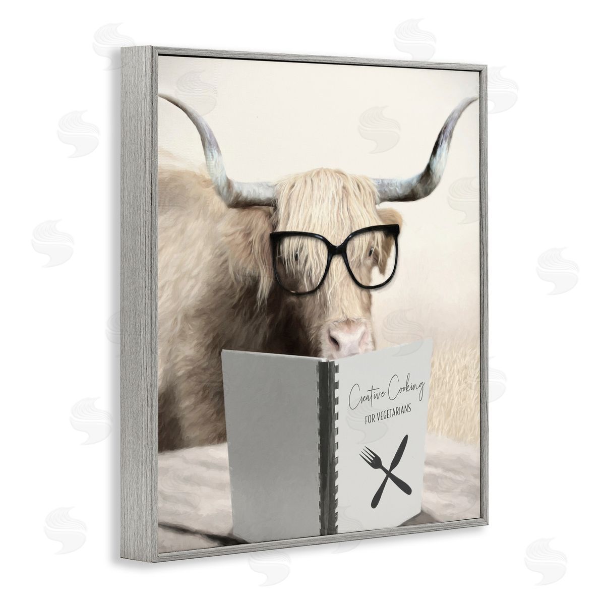 Lori Deiter Creative Cooking Funny Cattle Gray Framed Giclee Wall Art Print