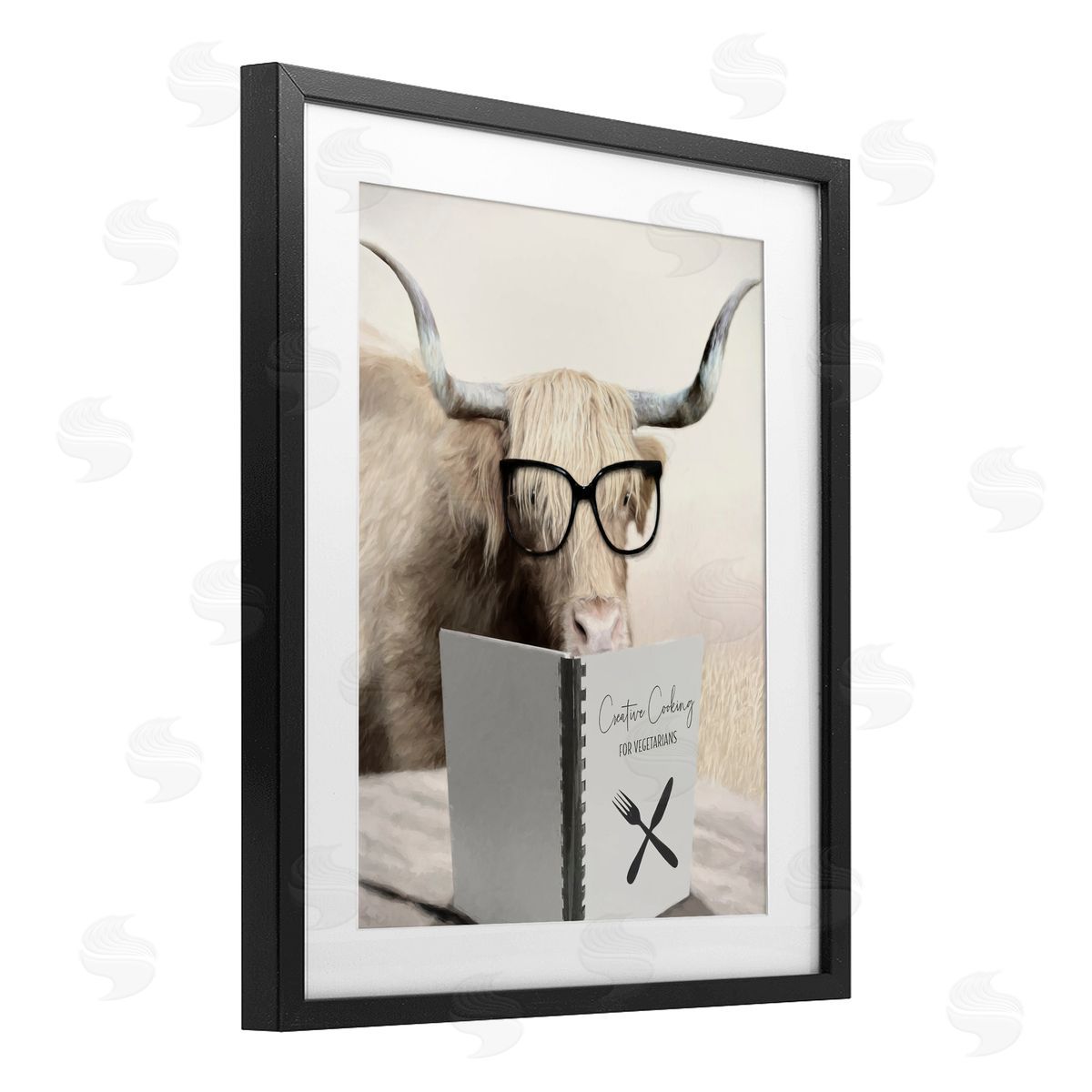 Lori Deiter Creative Cooking Funny Cattle Black Framed Print Under Glass with White Mat Wall Art