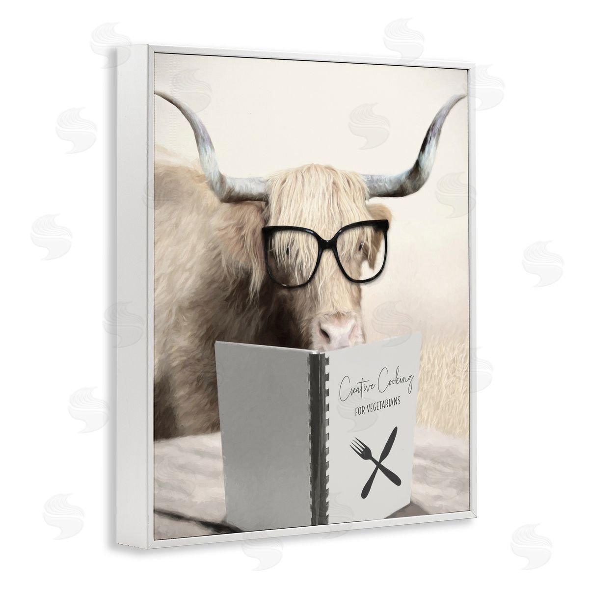 Lori Deiter Creative Cooking Funny Cattle White Framed Giclee Wall Art Print