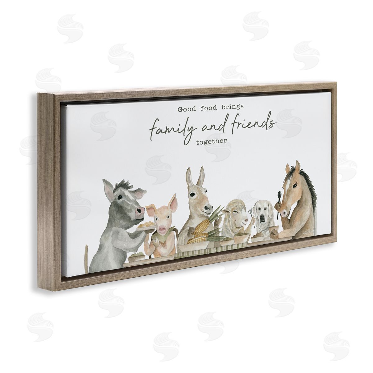 Cindy Jacobs Good Food Brings Family Brown Floating Frame Canvas Wall Art Print
