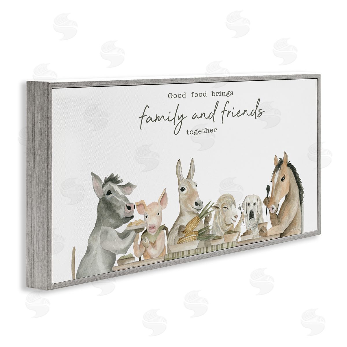 Cindy Jacobs Good Food Brings Family Gray Framed Giclee Wall Art Print