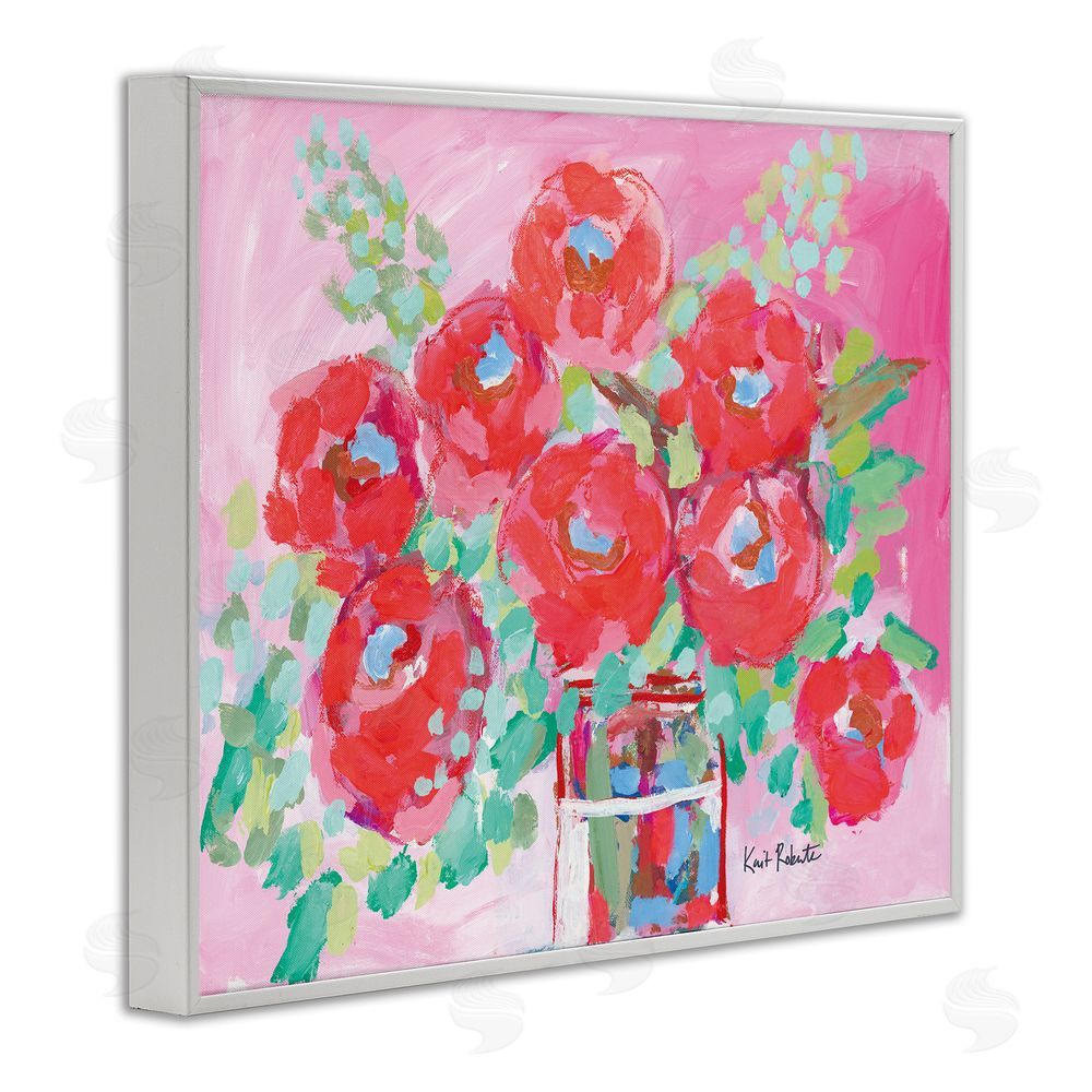 Kait Roberts Love to Bloom Pink Florals White Framed Giclee Wall Art Print