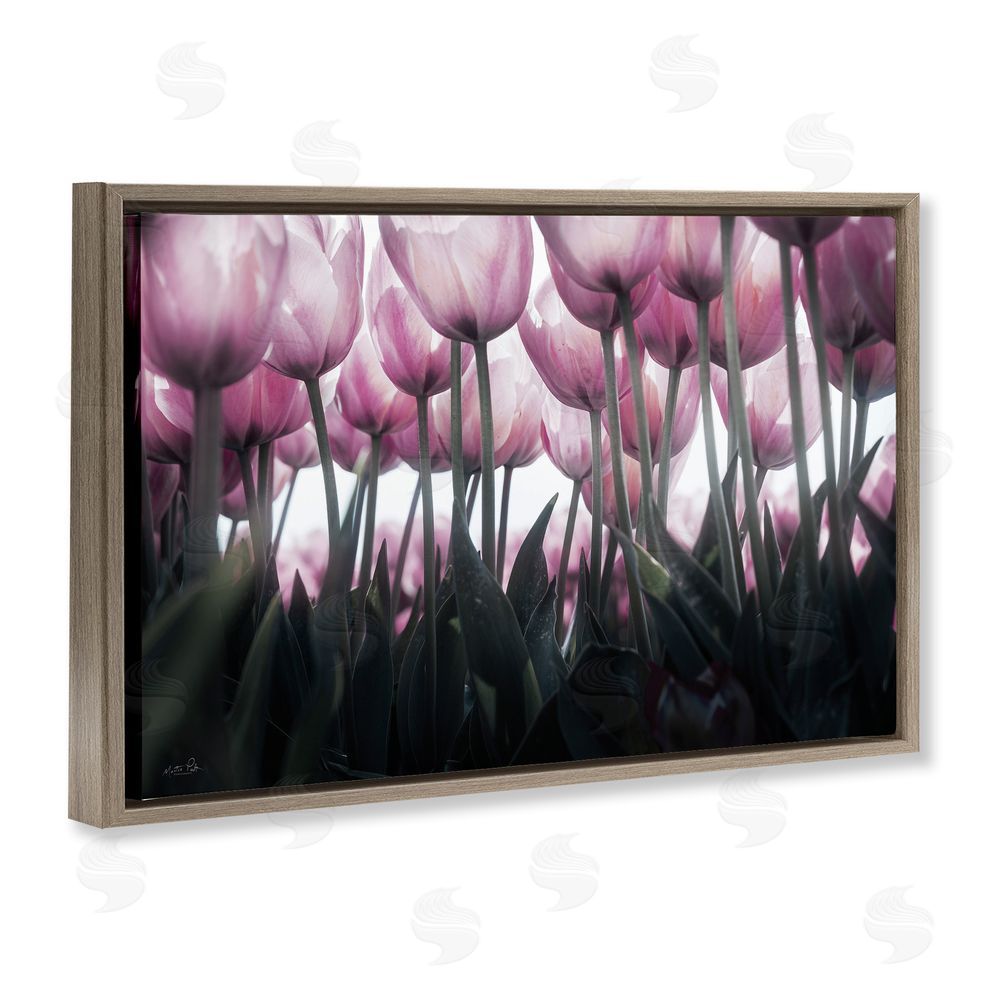 Martin Podt Uplifting Purple Tulip Field Brown Floating Frame Canvas Wall Art Print