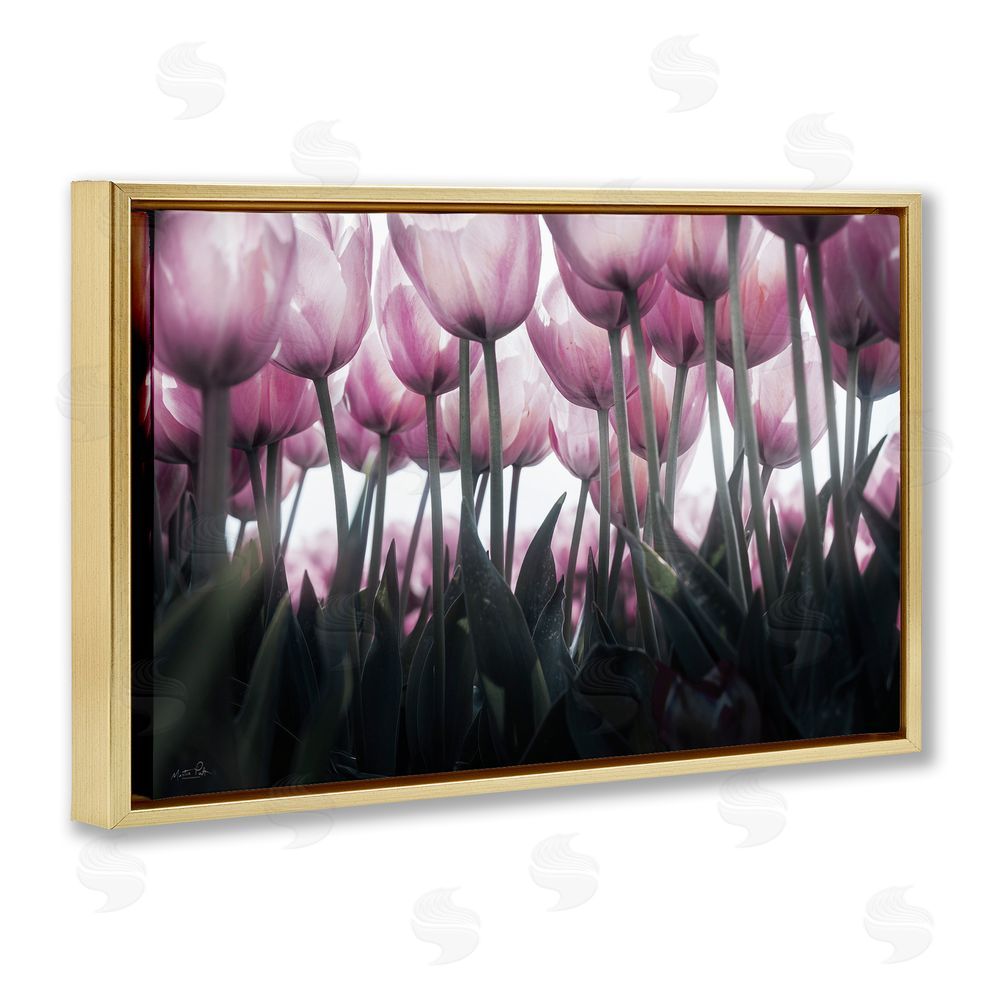Martin Podt Uplifting Purple Tulip Field Gold Floating Frame Canvas Wall Art Print
