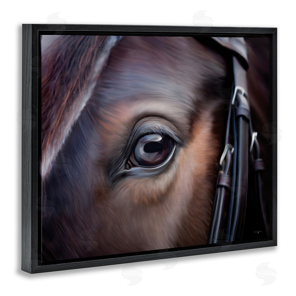 Seven Trees Design Equine Gaze Close Up Black Floating Frame Canvas Wall Art Print