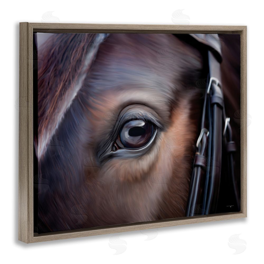 Seven Trees Design Equine Gaze Close Up Brown Floating Frame Canvas Wall Art Print
