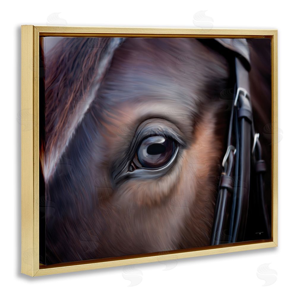 Seven Trees Design Equine Gaze Close Up Gold Floating Frame Canvas Wall Art Print
