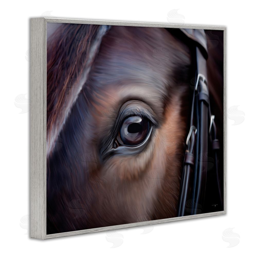 Seven Trees Design Equine Gaze Close Up Gray Framed Giclee Wall Art Print