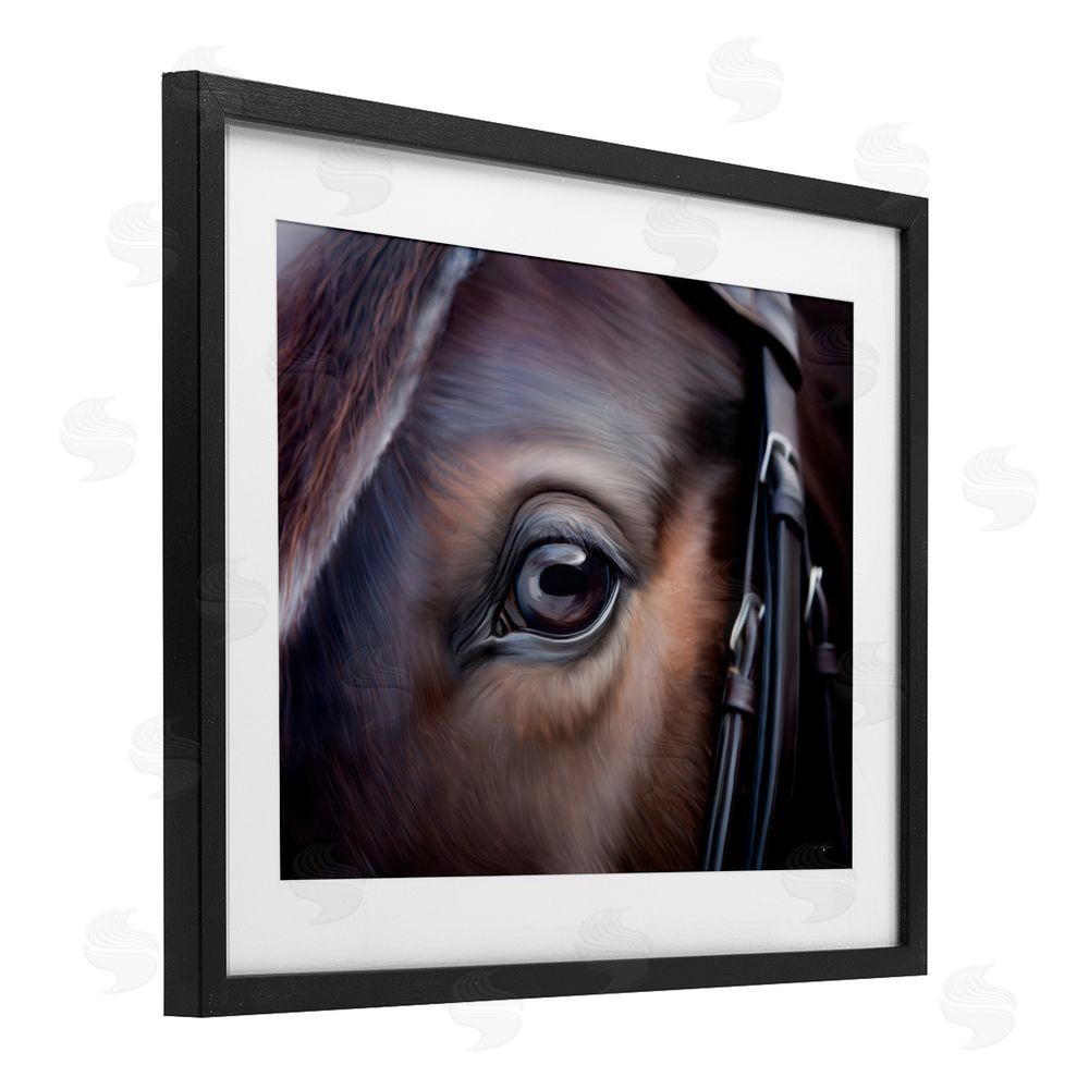 Seven Trees Design Equine Gaze Close Up Black Framed Print Under Glass with White Mat Wall Art