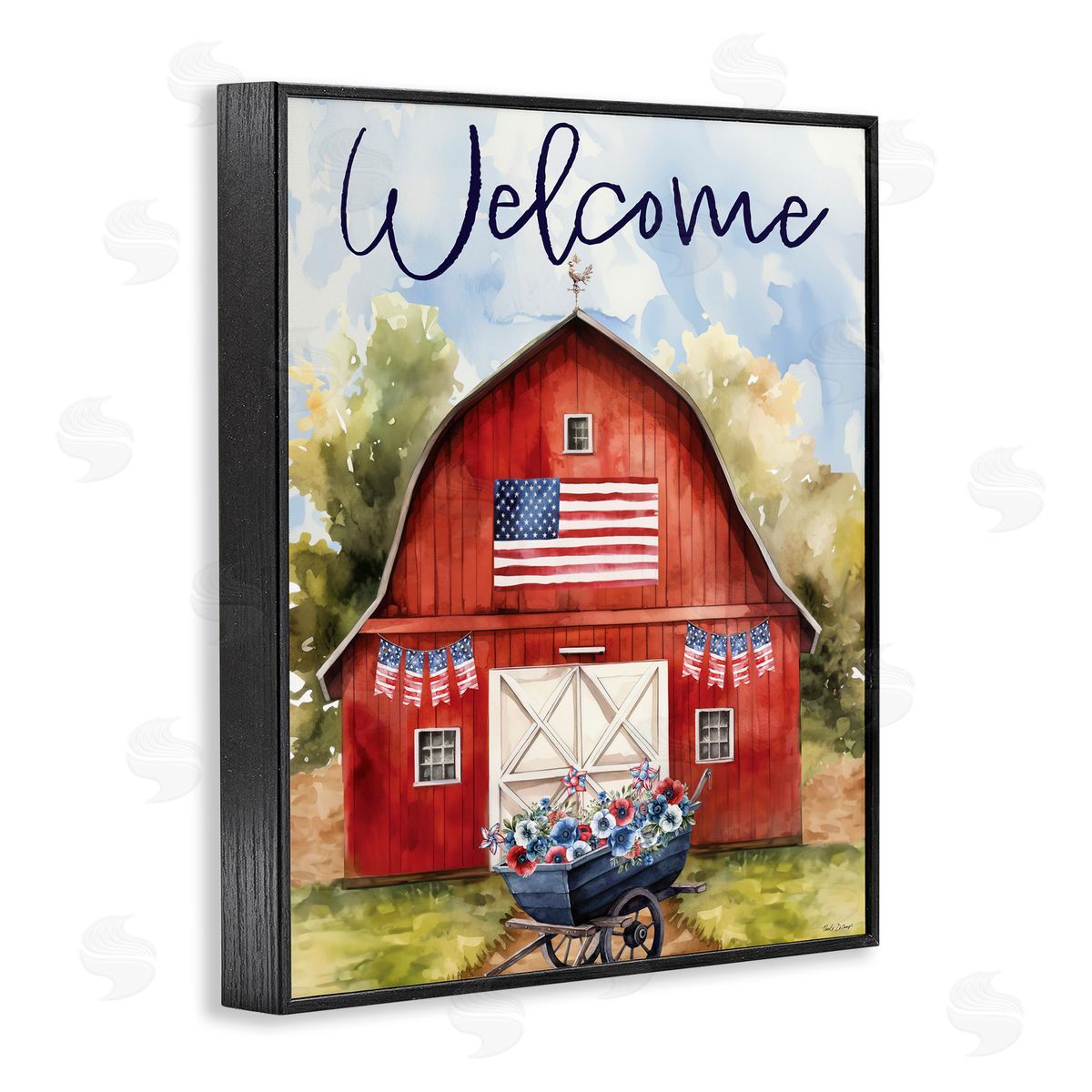 Nicole DeCamp American Countryside Welcome Black Framed Giclee Wall Art Print