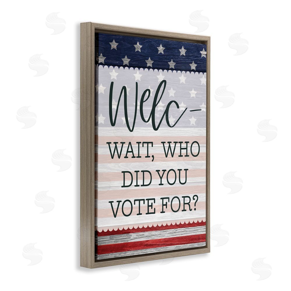 Lux + Me Designs Political Welcome Sign Brown Floating Frame Canvas Wall Art Print